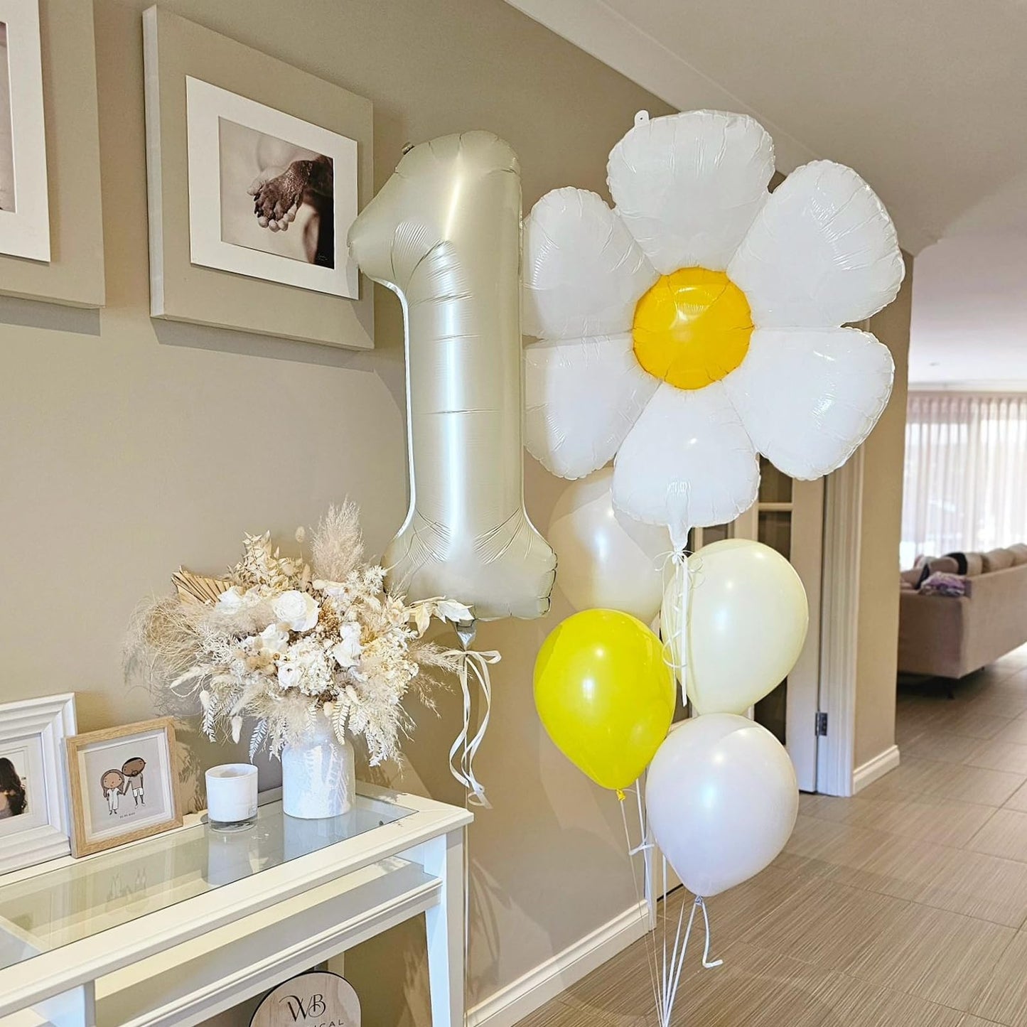 Biapian 40-Inch Cream Number 1 Balloon — Giant 1st Birthday Foil Balloon