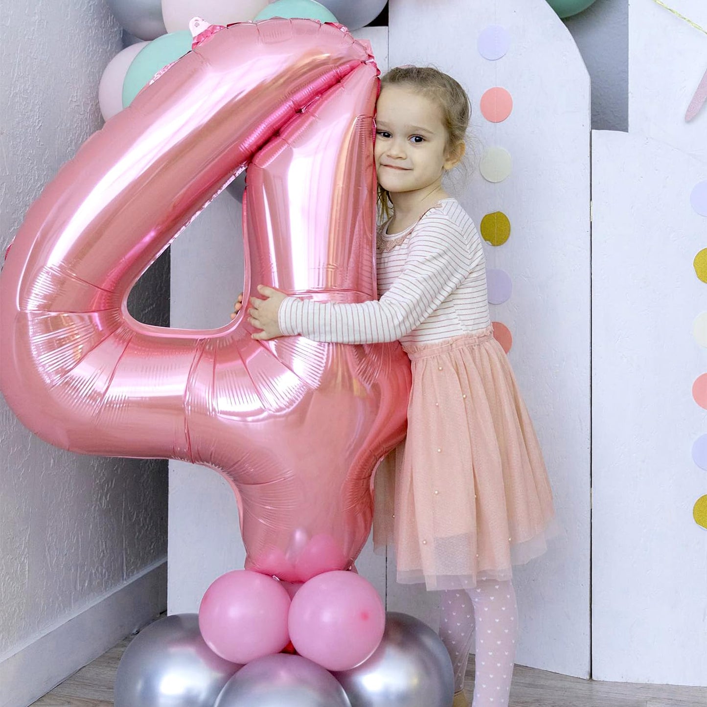 Biapian 40-Inch Pink Number 1 Balloon – Large Pastel Foil Balloon for First Birthday