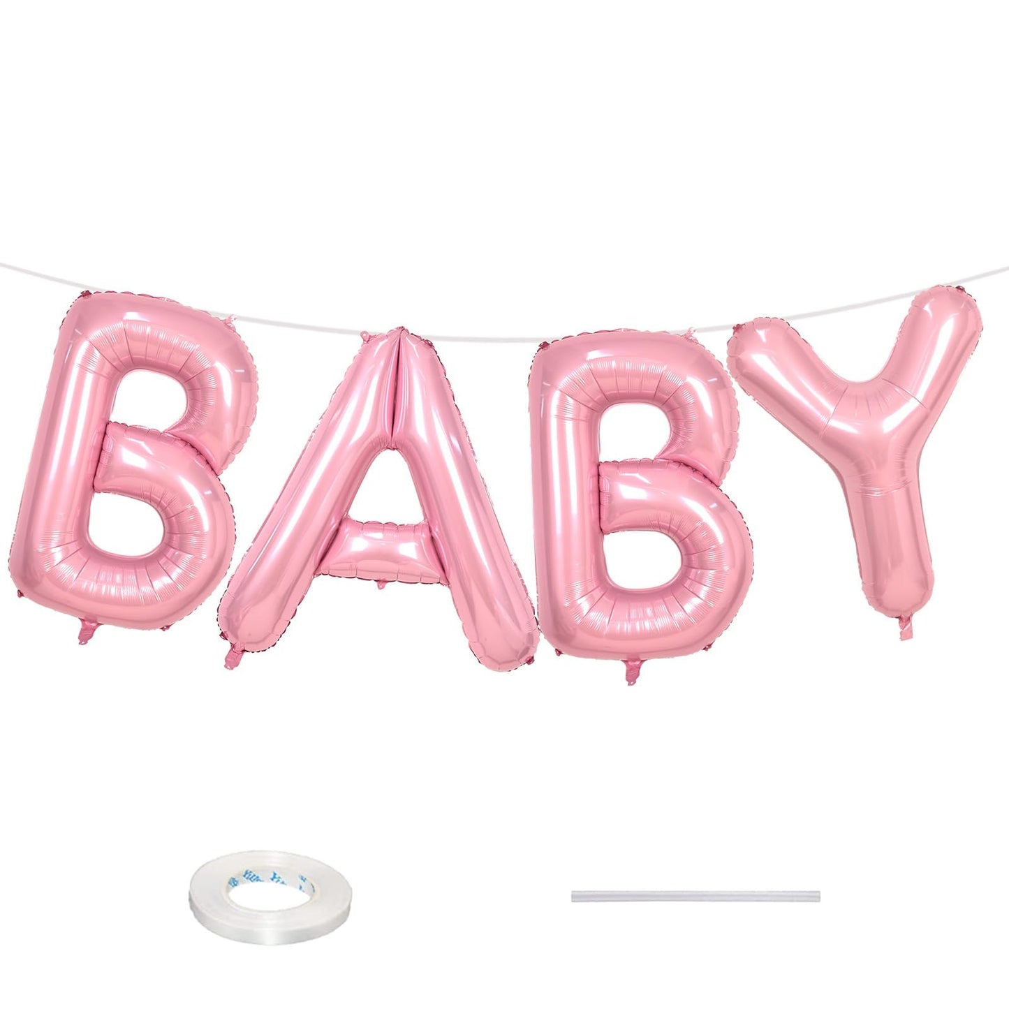 Biapian 40 Inch Baby Letter Balloons - Giant Light Pink 4-Piece Foil Monogram for Baby Showers, Birthdays & Gender Reveal