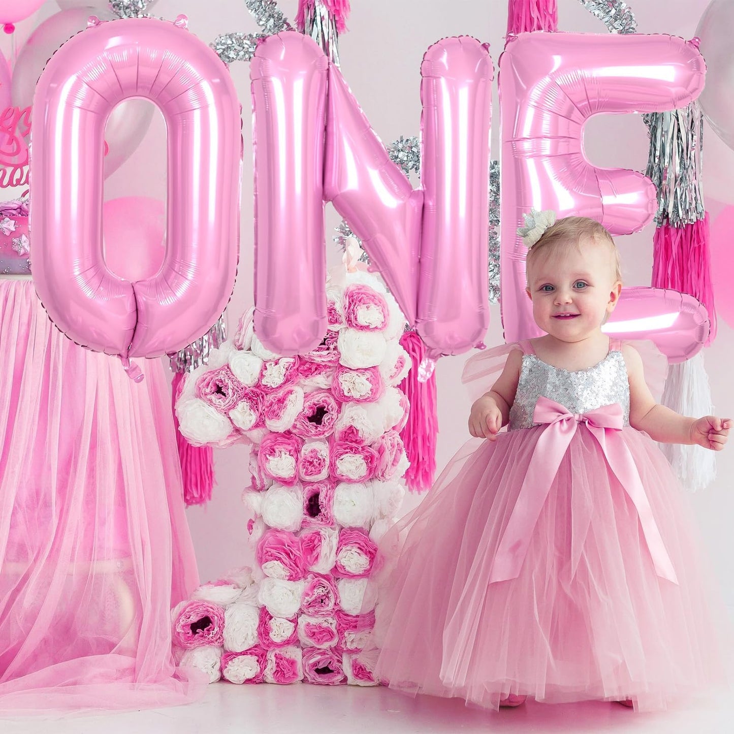 Biapian 40-Inch Light Pink Letter P Balloon – Giant Alphabet Foil with Straw