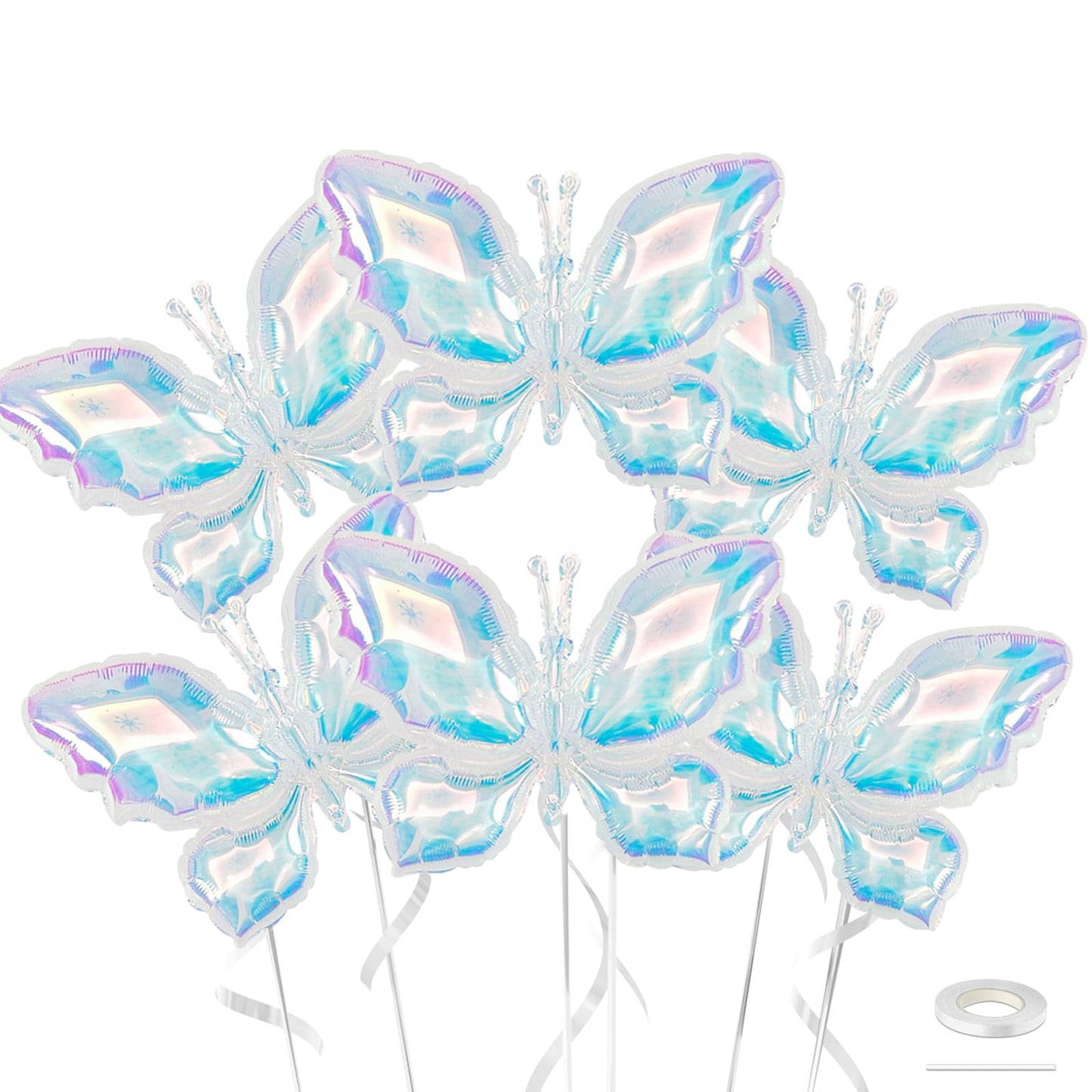 Biapian Iridescent Butterfly Balloons – 6 Pcs Foil Balloons for Weddings & Parties