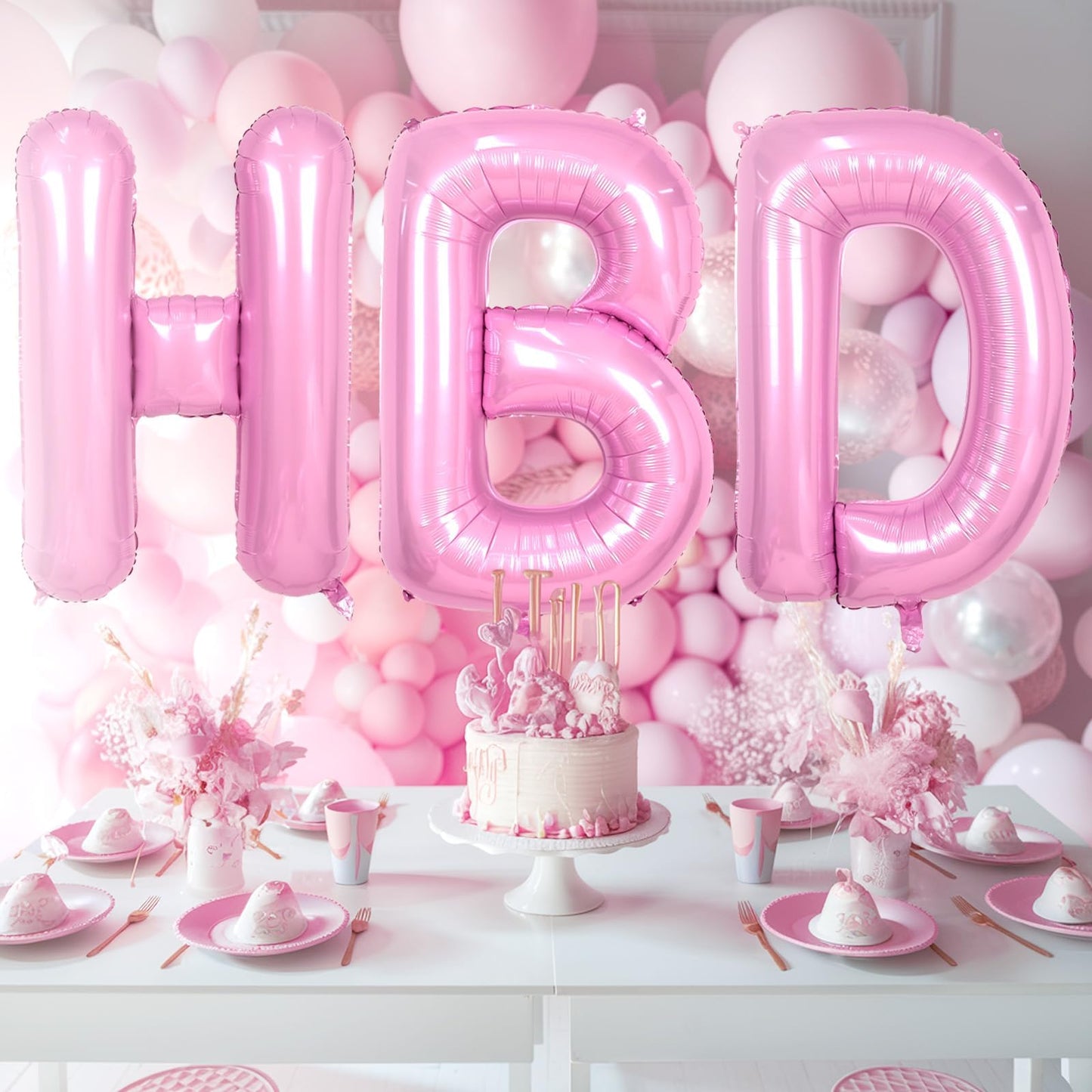 Biapian 40-Inch Light Pink Letter P Balloon – Giant Alphabet Foil with Straw