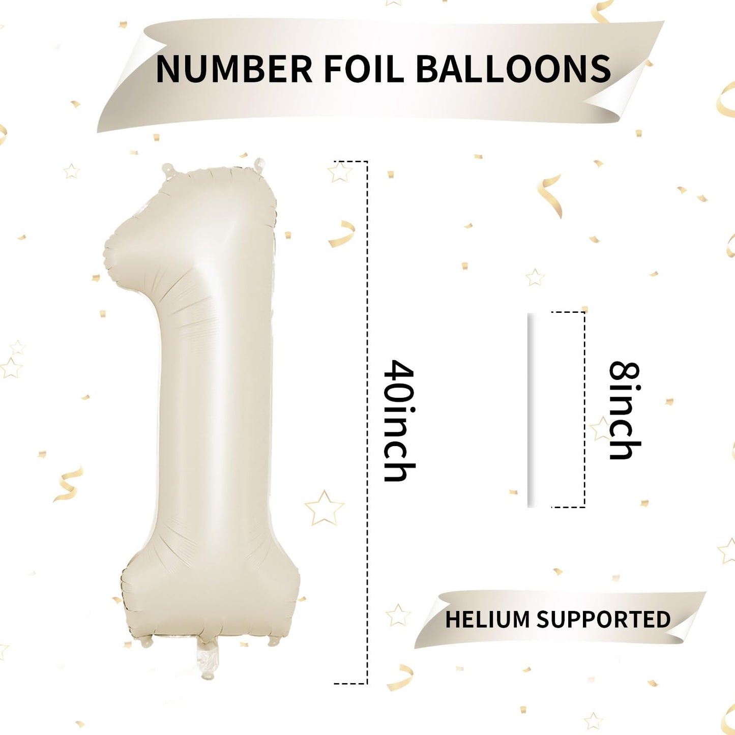 Biapian 40-Inch Cream Number 1 Balloon — Giant 1st Birthday Foil Balloon