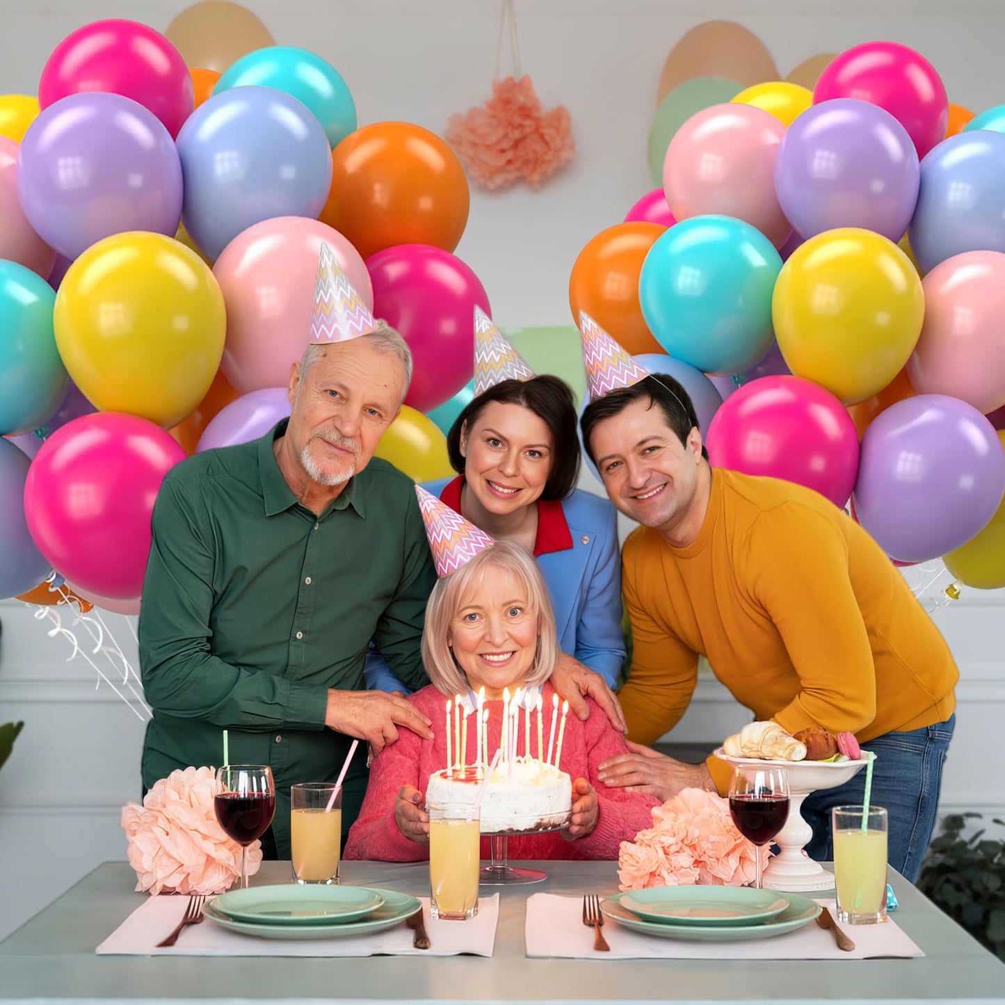 Biapian Tropical Balloons – 12-Inch Multicolor Rainbow Latex Balloons for Parties
