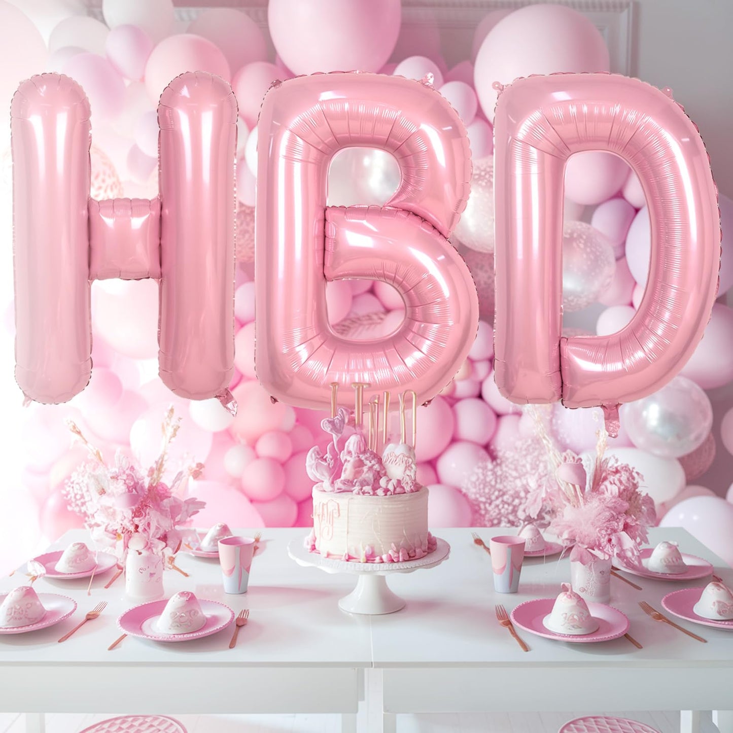 Biapian 40-Inch Light Pink T Letter Balloon – Giant Foil Alphabet Balloon with Straw
