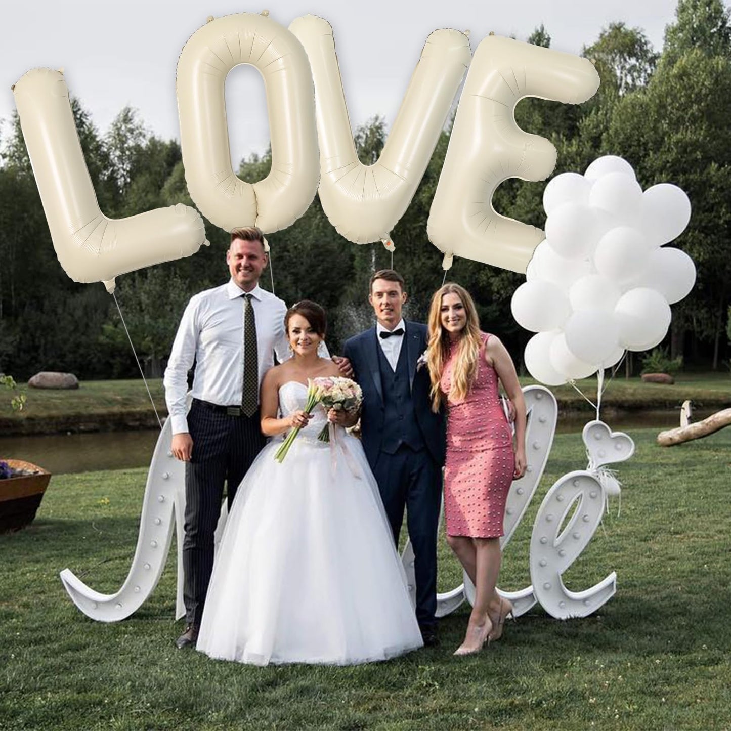 Biapian 40-Inch Cream Letter F Balloon – Giant Foil F Balloon for Birthdays, Weddings & Celebrations