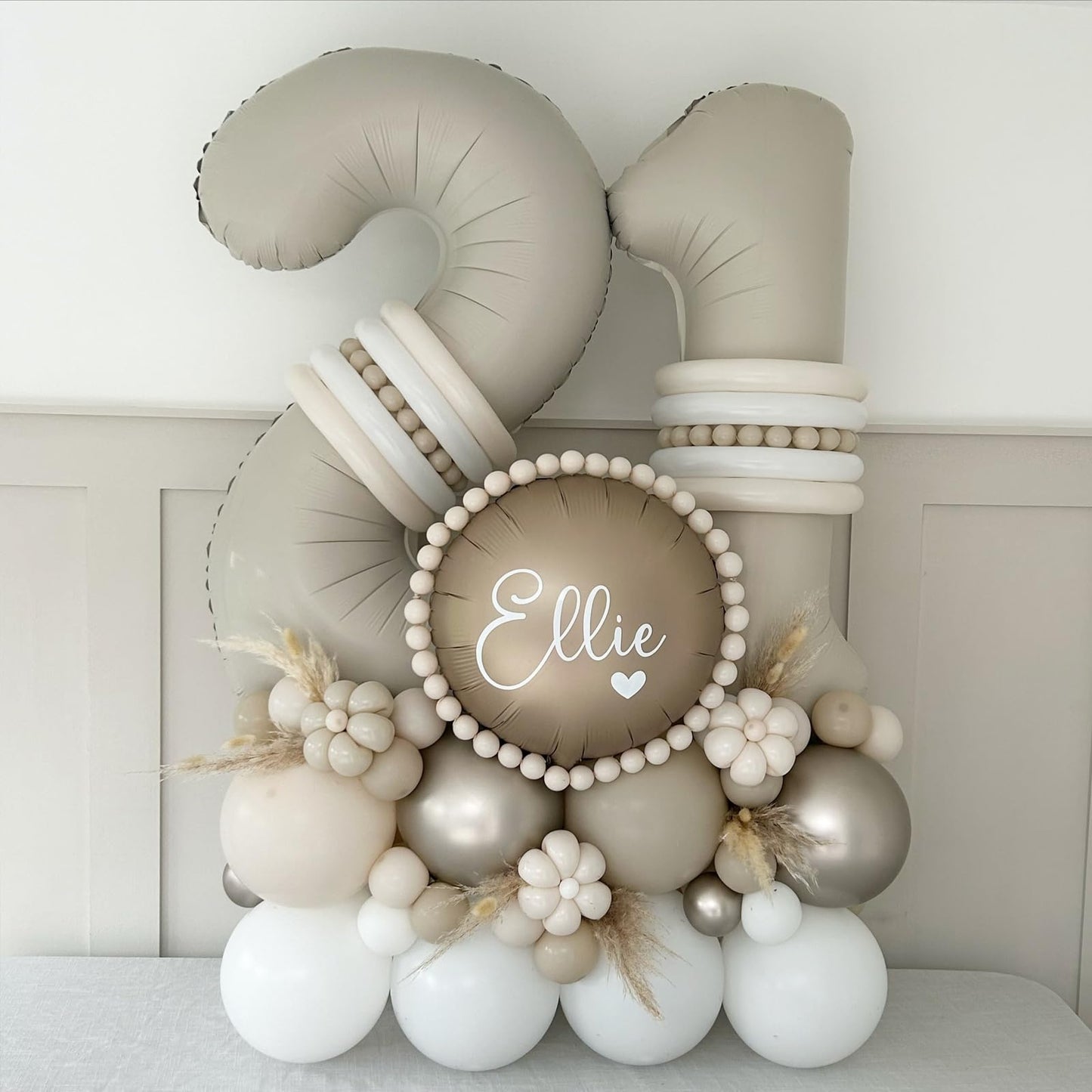 Biapian 40-Inch Cream Number 1 Balloon — Giant 1st Birthday Foil Balloon