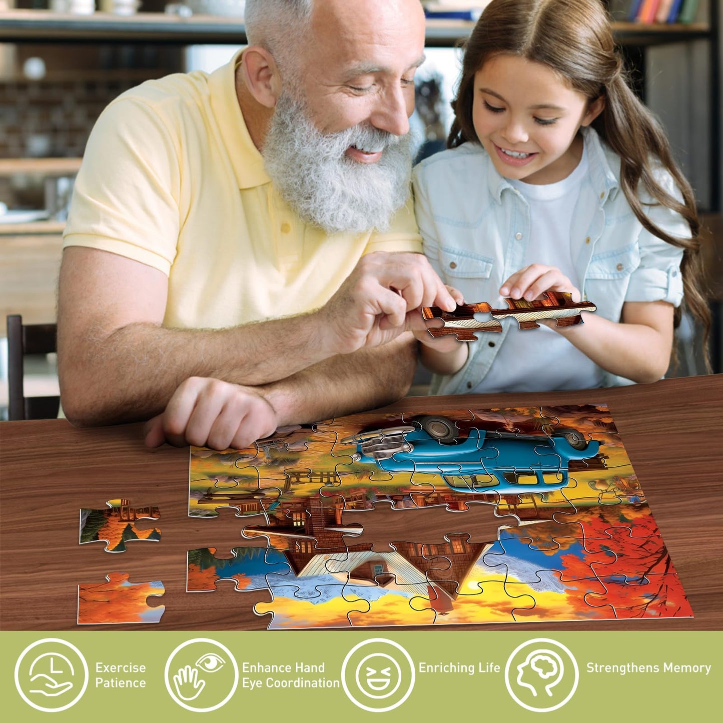 Biarek 6 Pack 36 Large-Piece Puzzles for Seniors – Easy Jigsaw for Dementia Activities + 6 Storage Bags