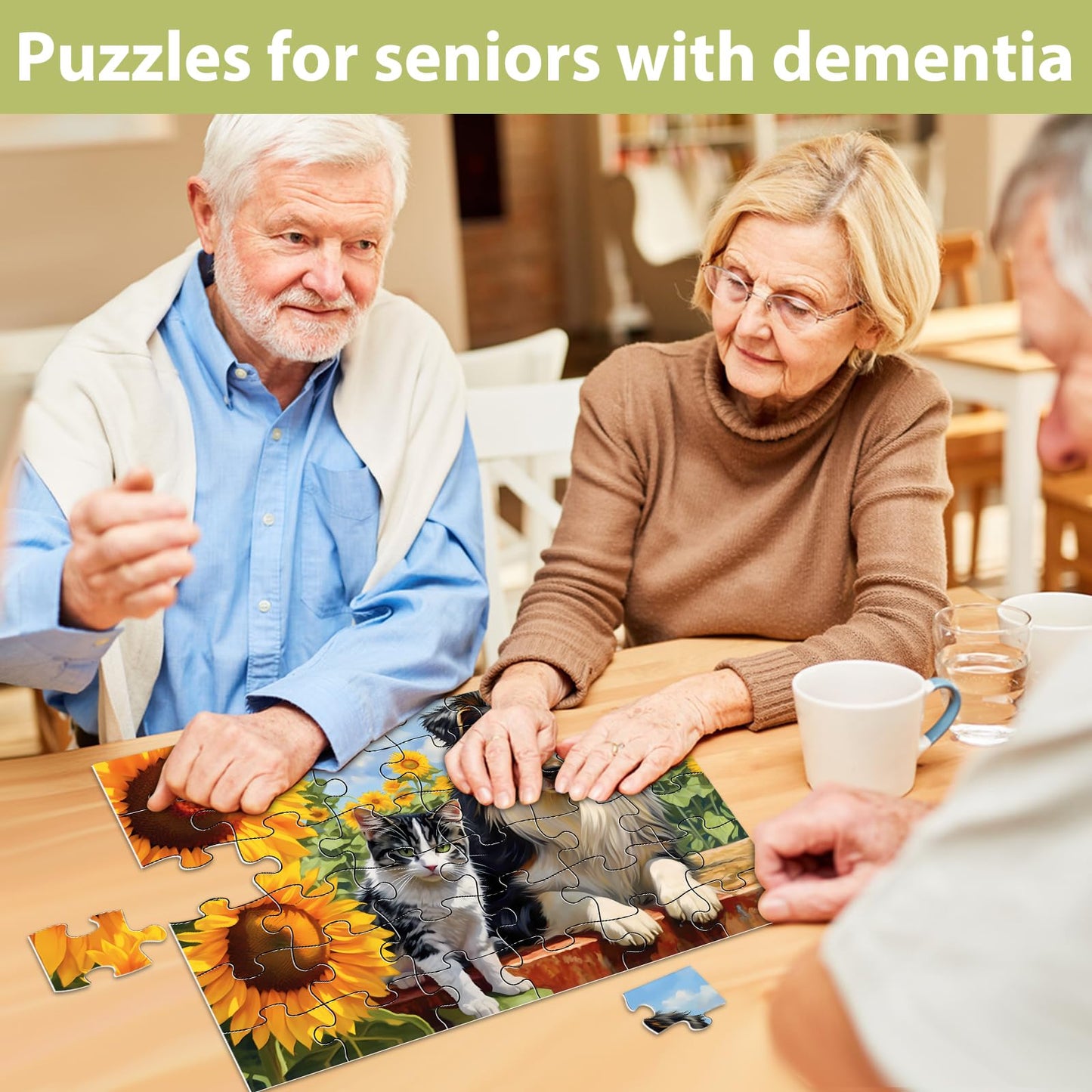 Biarek 6 Pack 36 Large-Piece Puzzles for Seniors – Easy Jigsaw for Dementia Activities + 6 Storage Bags