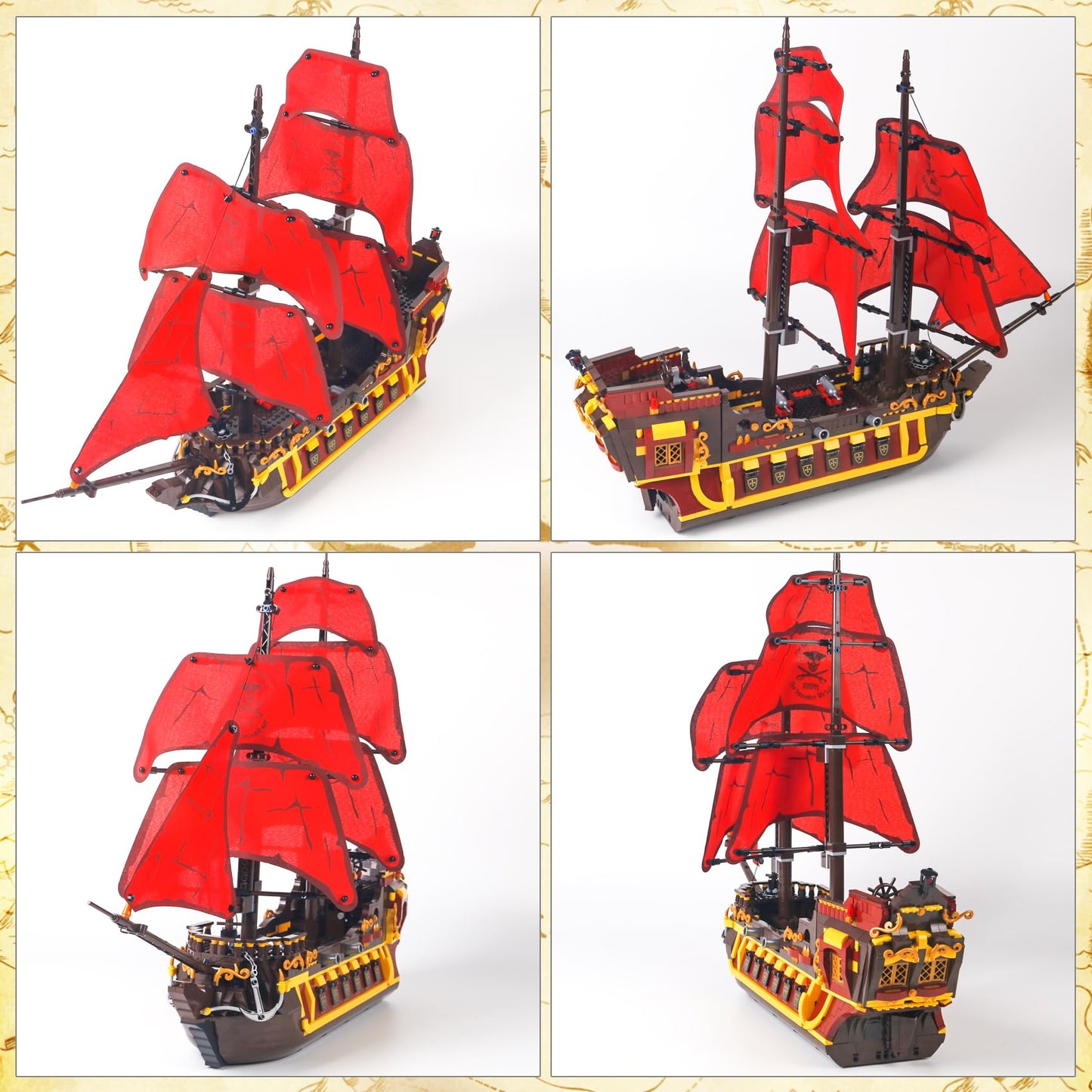 Bibilock 1427PCS Red Pirate Ship Building Blocks — LEGO-Size Corsair Architecture Set