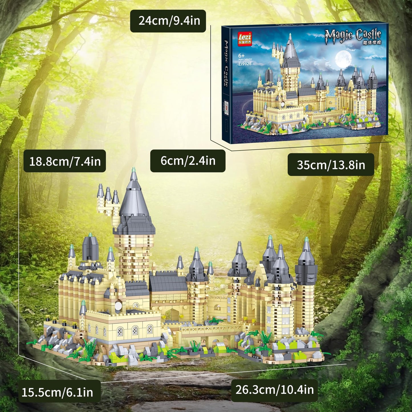 Bibilock 3000+ Micro Mini Blocks Magic Castle — Creative Build Set for 14+