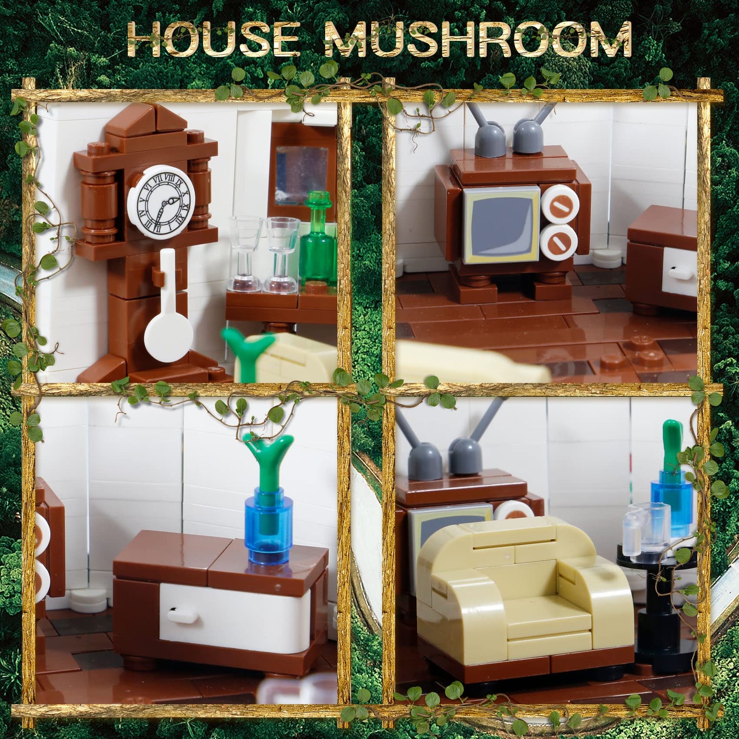 Bibilock 2233PCS Mushroom House Building Blocks — Creative Treehouse Set for All Ages