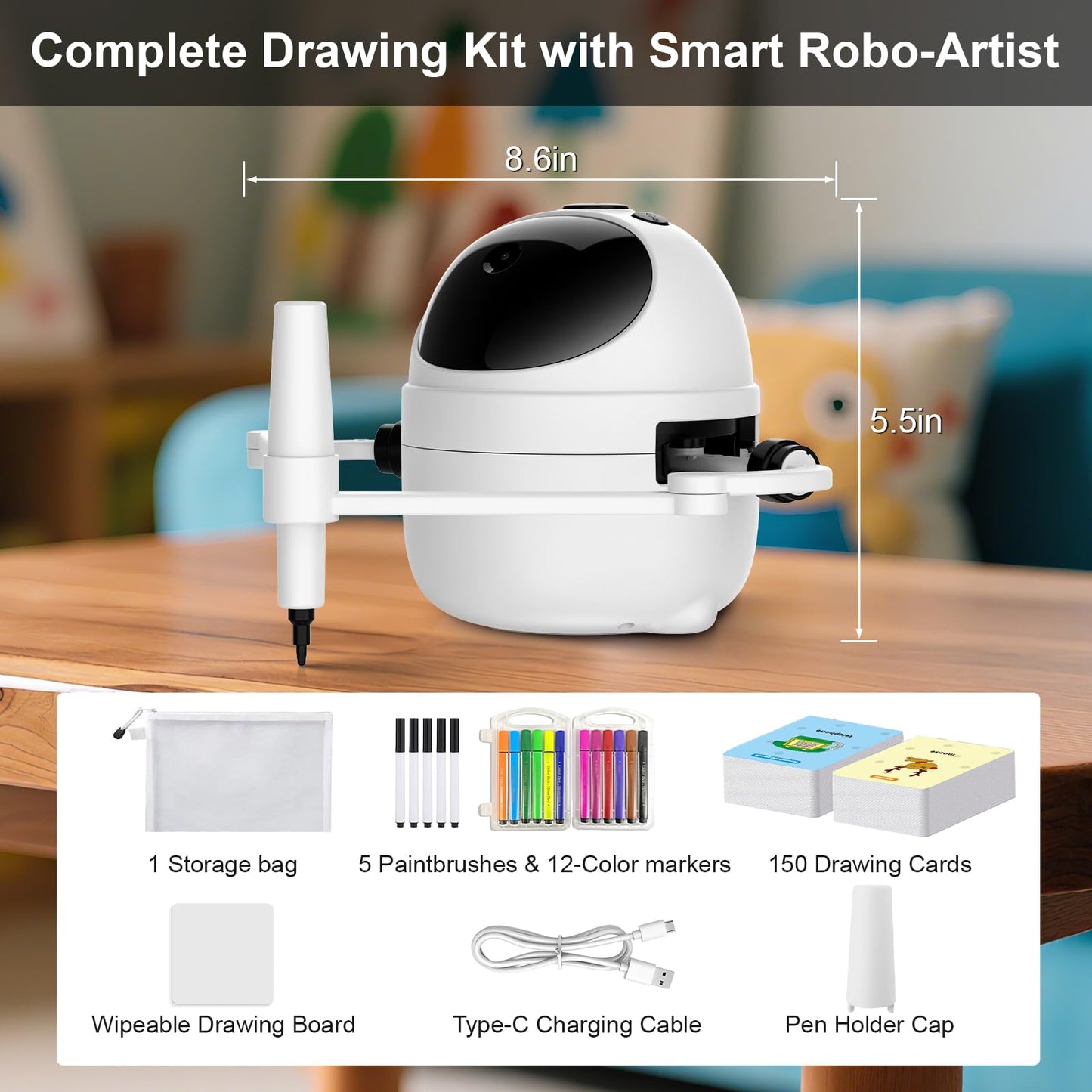BiBiSi Drawing Robot for Kids – Montessori-Inspired Educational Toy with 150 Cards