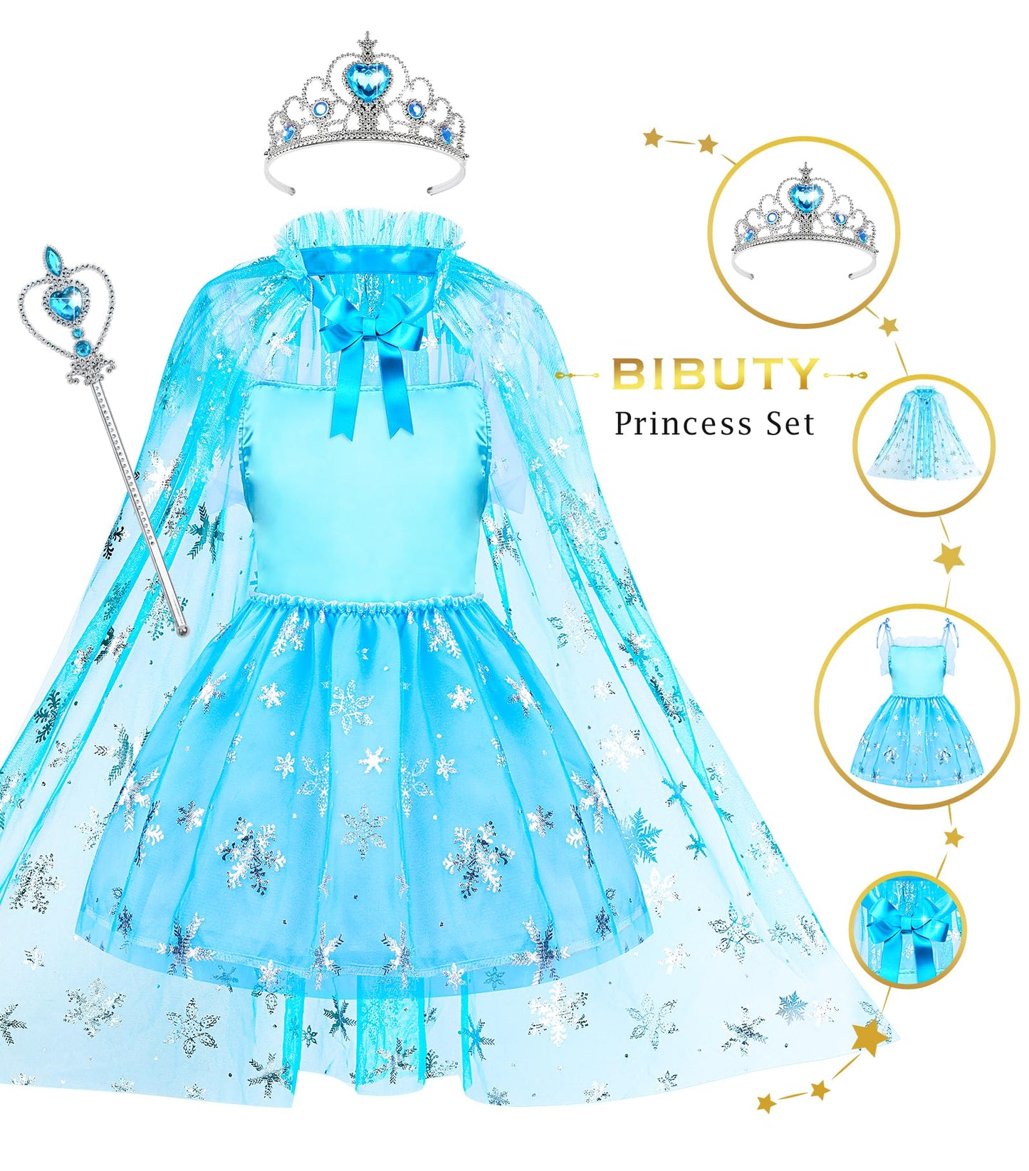 BIBUTY Kids Makeup Kit for Girls – Princess Dress Up Set with Cape, Crown & Shoes (Ages 3-6)