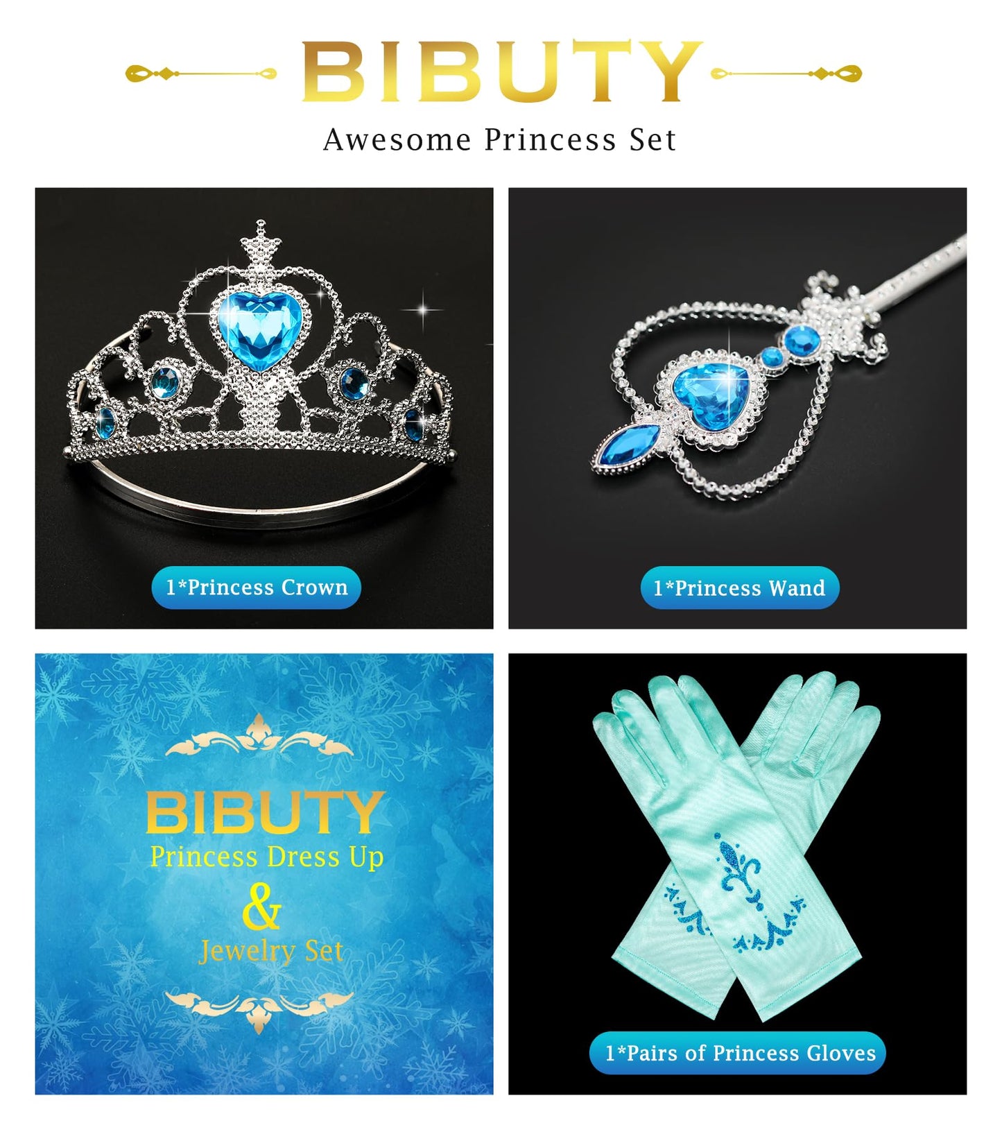 BIBUTY Kids Makeup Kit for Girls – Princess Dress Up Set with Cape, Crown & Shoes (Ages 3-6)