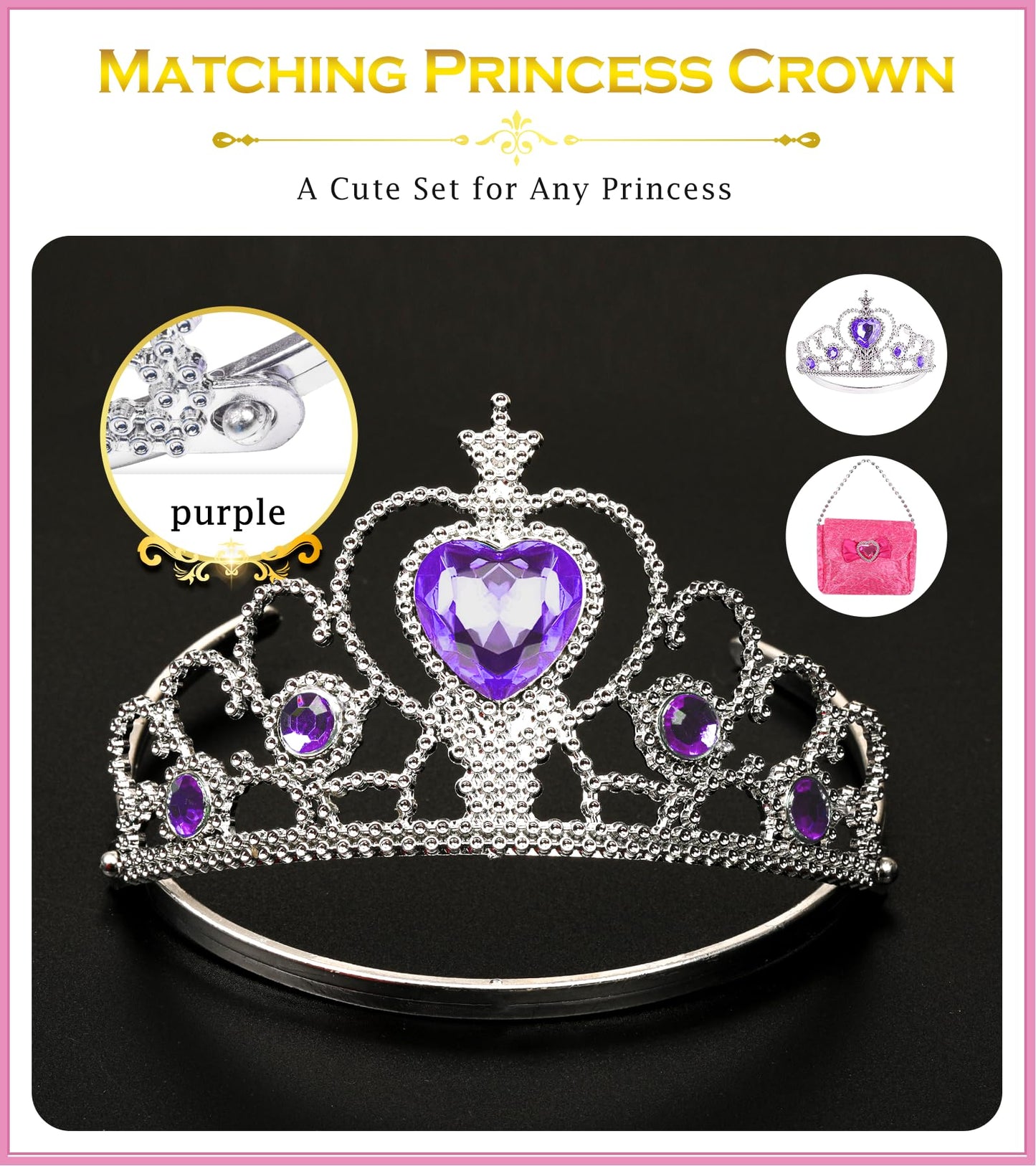 BIBUTY Kids Makeup Kit - Princess Dress-Up Shoes, Crowns & Handbag (Ages 3-6)