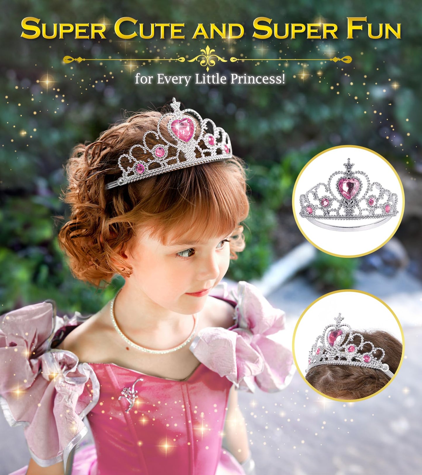 BIBUTY Princess Crown and Wand Dress Up Set for Girls | Ages 3–6