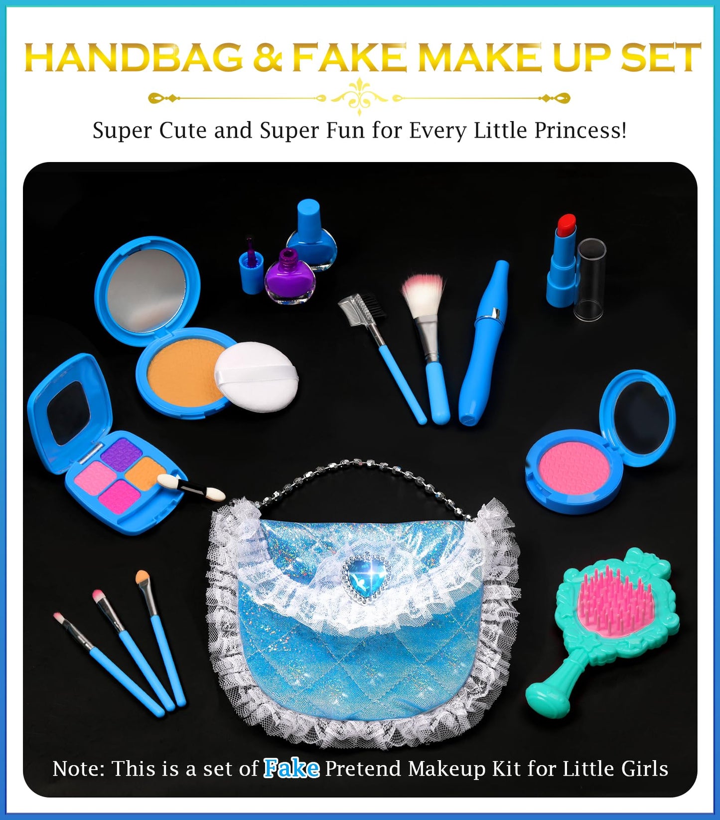 BIBUTY Kids Makeup Kit for Girls – Princess Dress Up Set with Cape, Crown & Shoes (Ages 3-6)