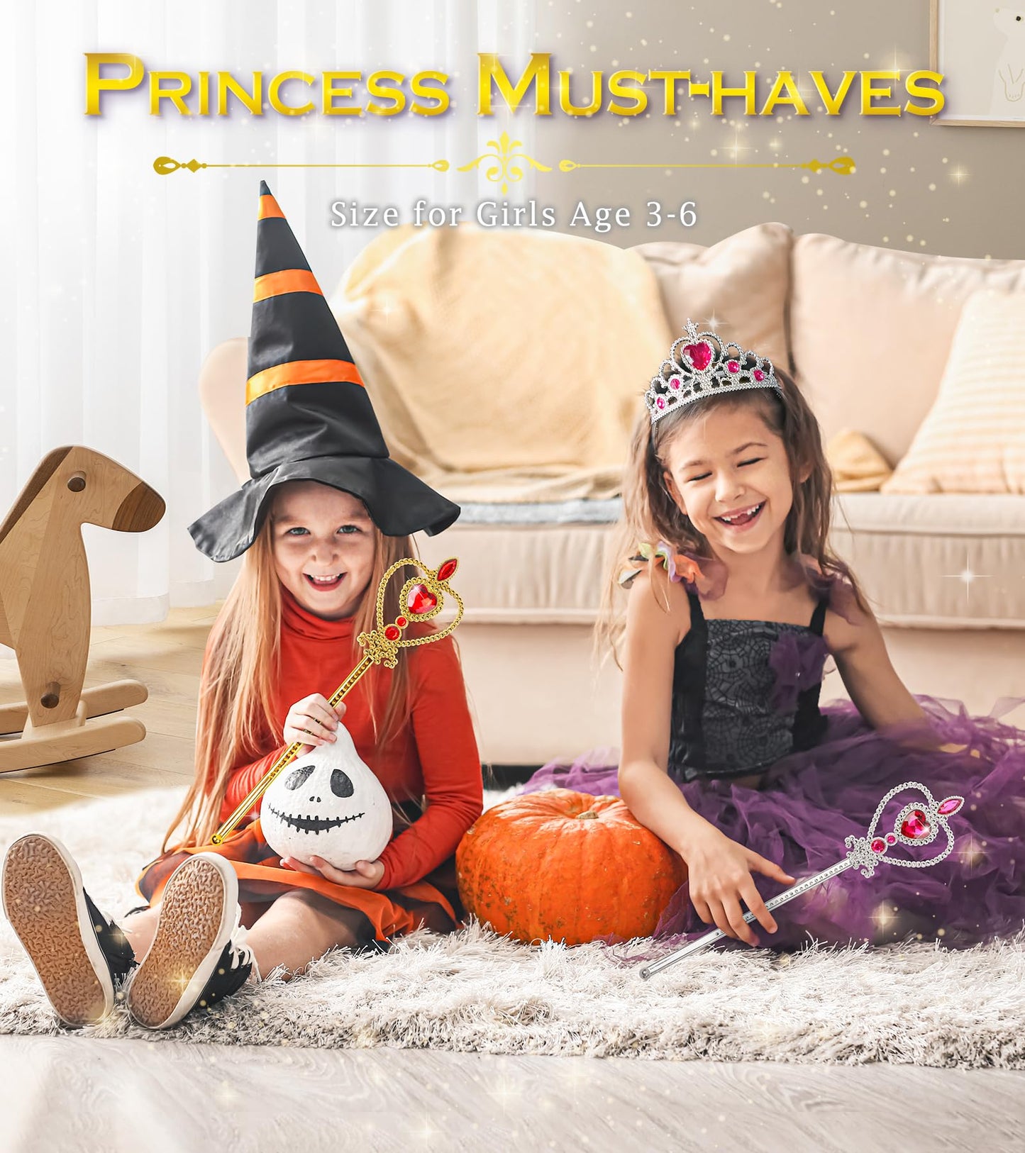 BIBUTY Princess Dress Up Set: Crown Tiara & Wand for Girls 3-6