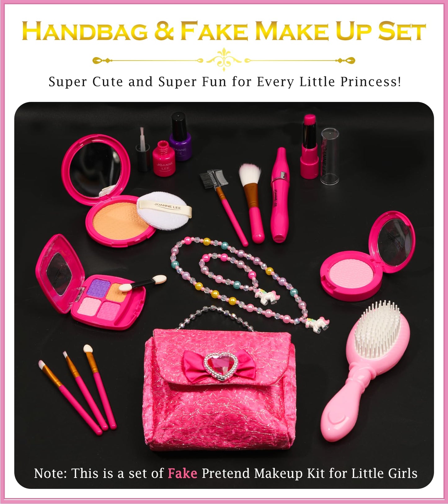 BIBUTY Kids Makeup Kit - Princess Dress-Up Shoes, Crowns & Handbag (Ages 3-6)