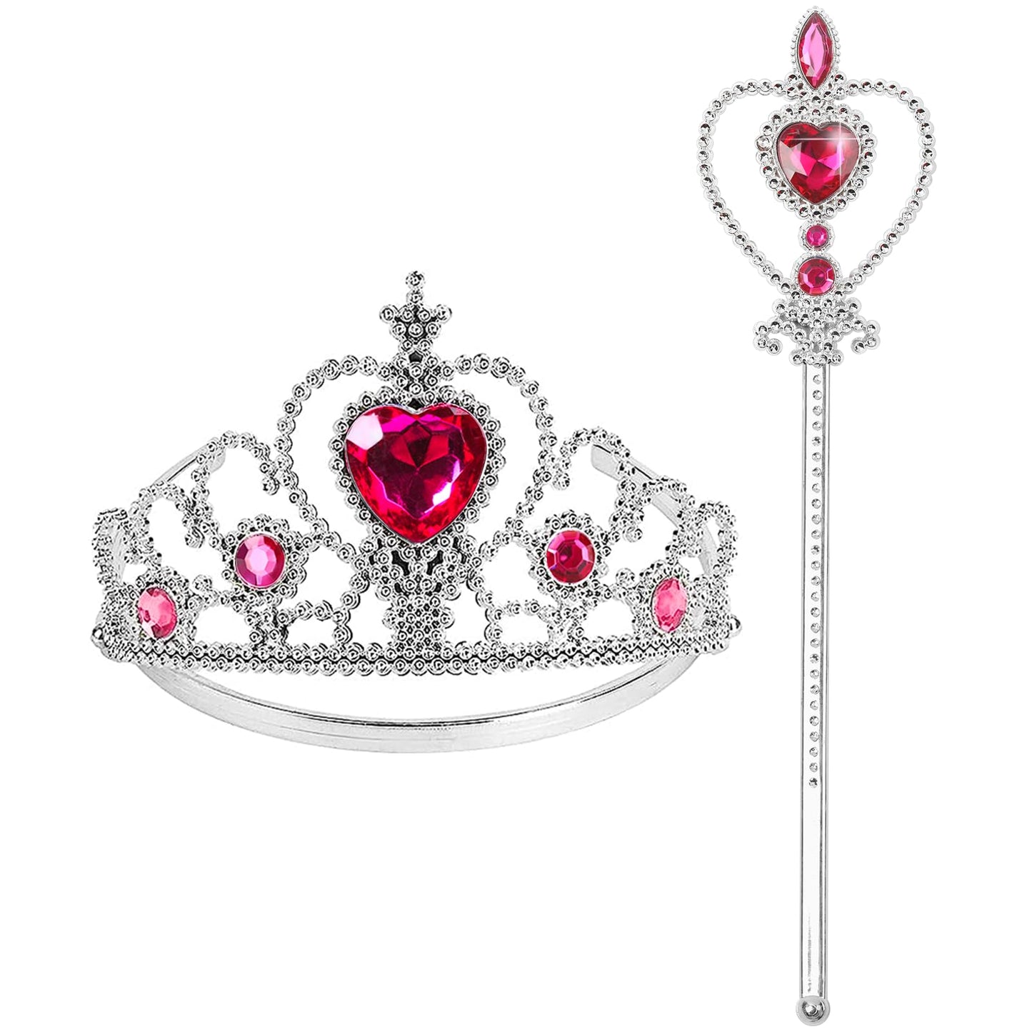 BIBUTY Princess Dress Up Set: Crown Tiara & Wand for Girls 3-6
