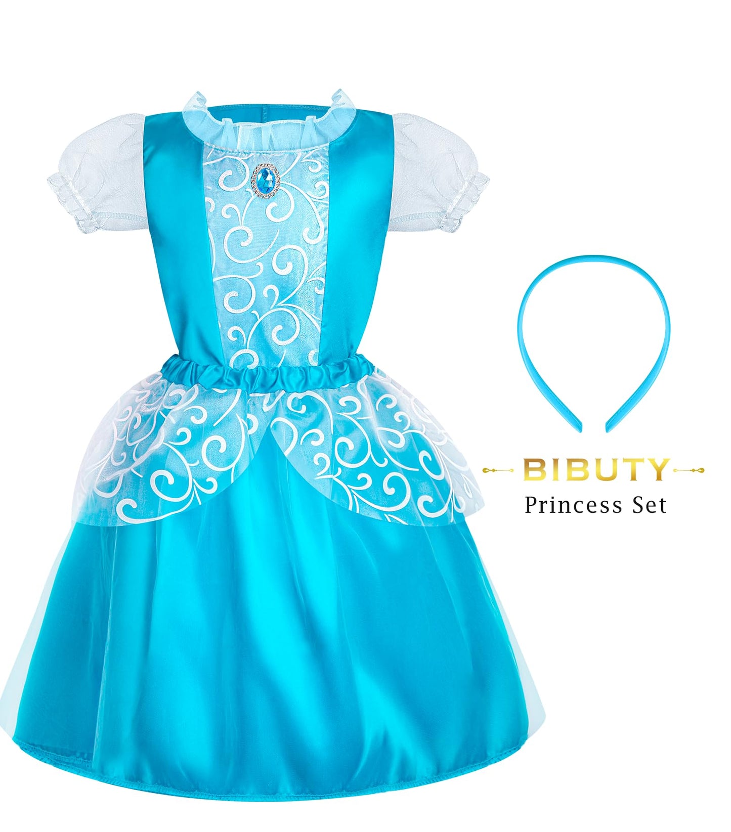 BIBUTY Princess Dress Up Set for Girls – 4 Outfits, Crowns & Cape