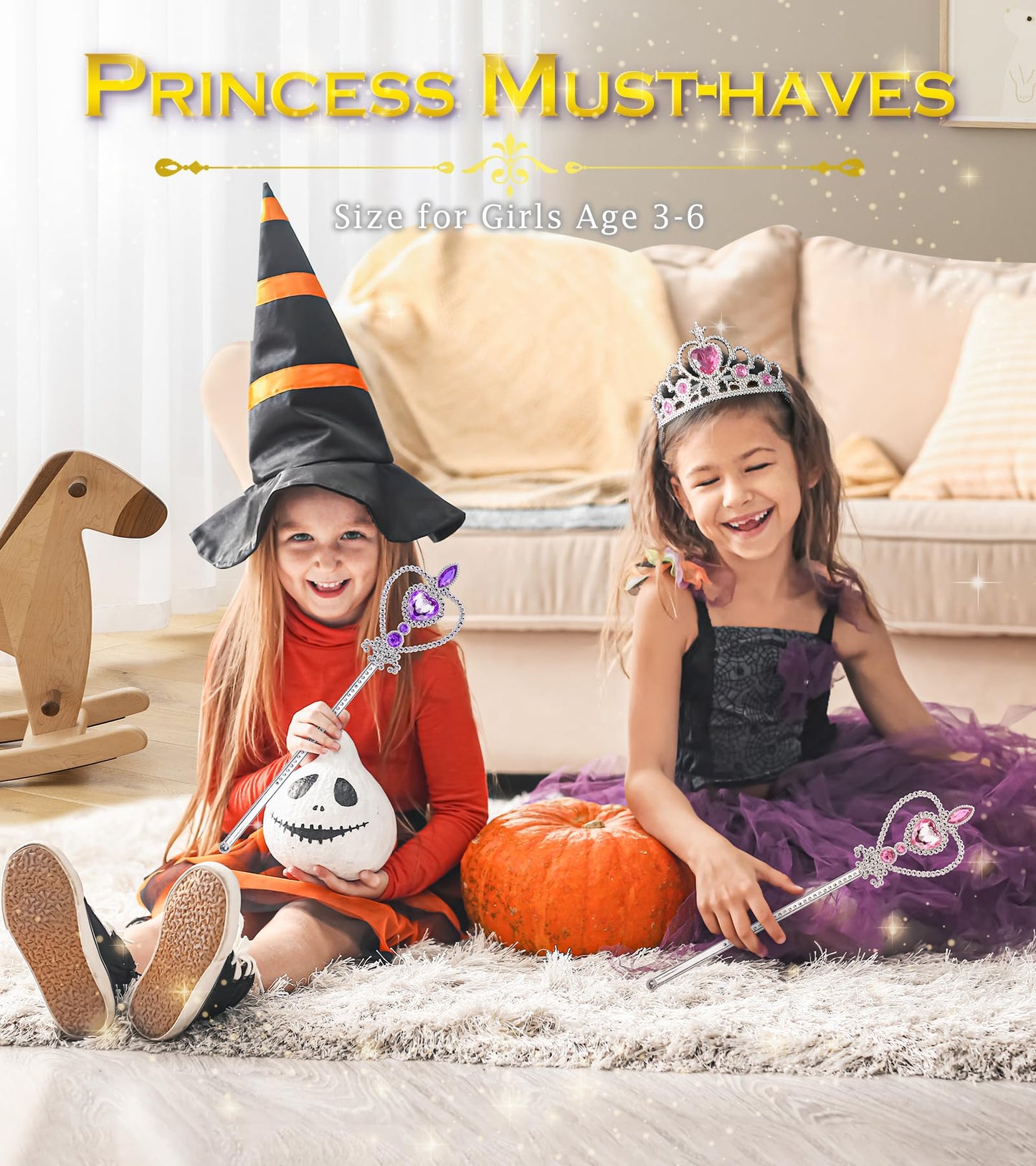 BIBUTY Princess Crown and Wand Dress Up Set for Girls | Ages 3–6