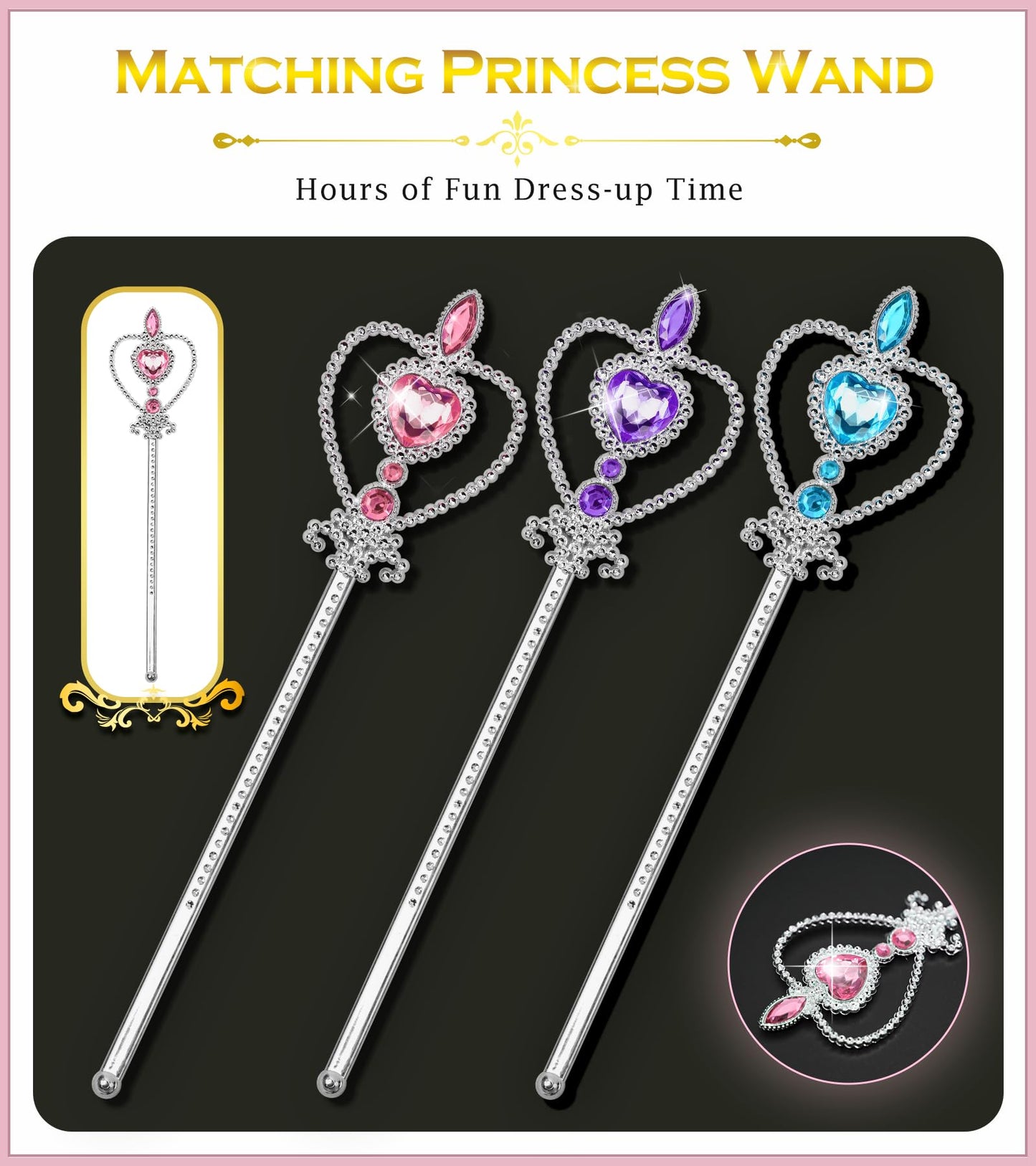 BIBUTY Princess Crown and Wand Dress Up Set for Girls | Ages 3–6
