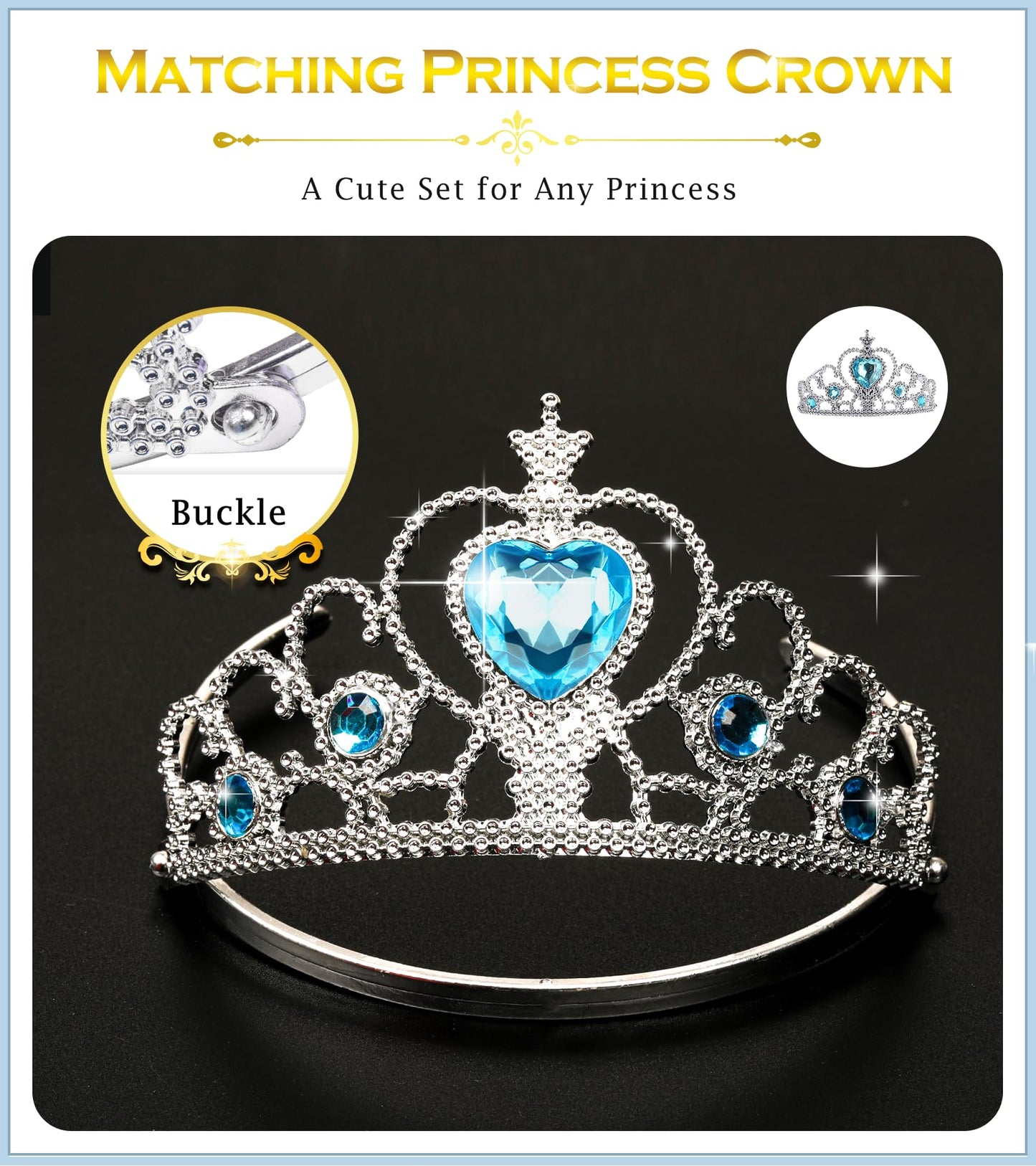 BIBUTY Princess Crown Tiara & Wand Set for Little Girls – 6-Piece Dress-Up Toys