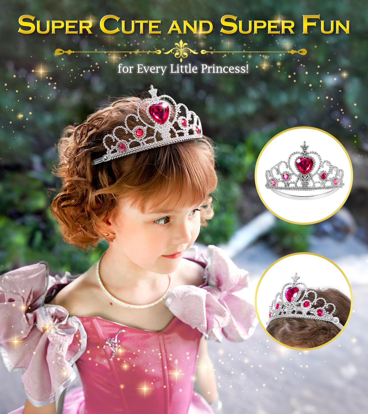 BIBUTY Princess Dress Up Set: Crown Tiara & Wand for Girls 3-6