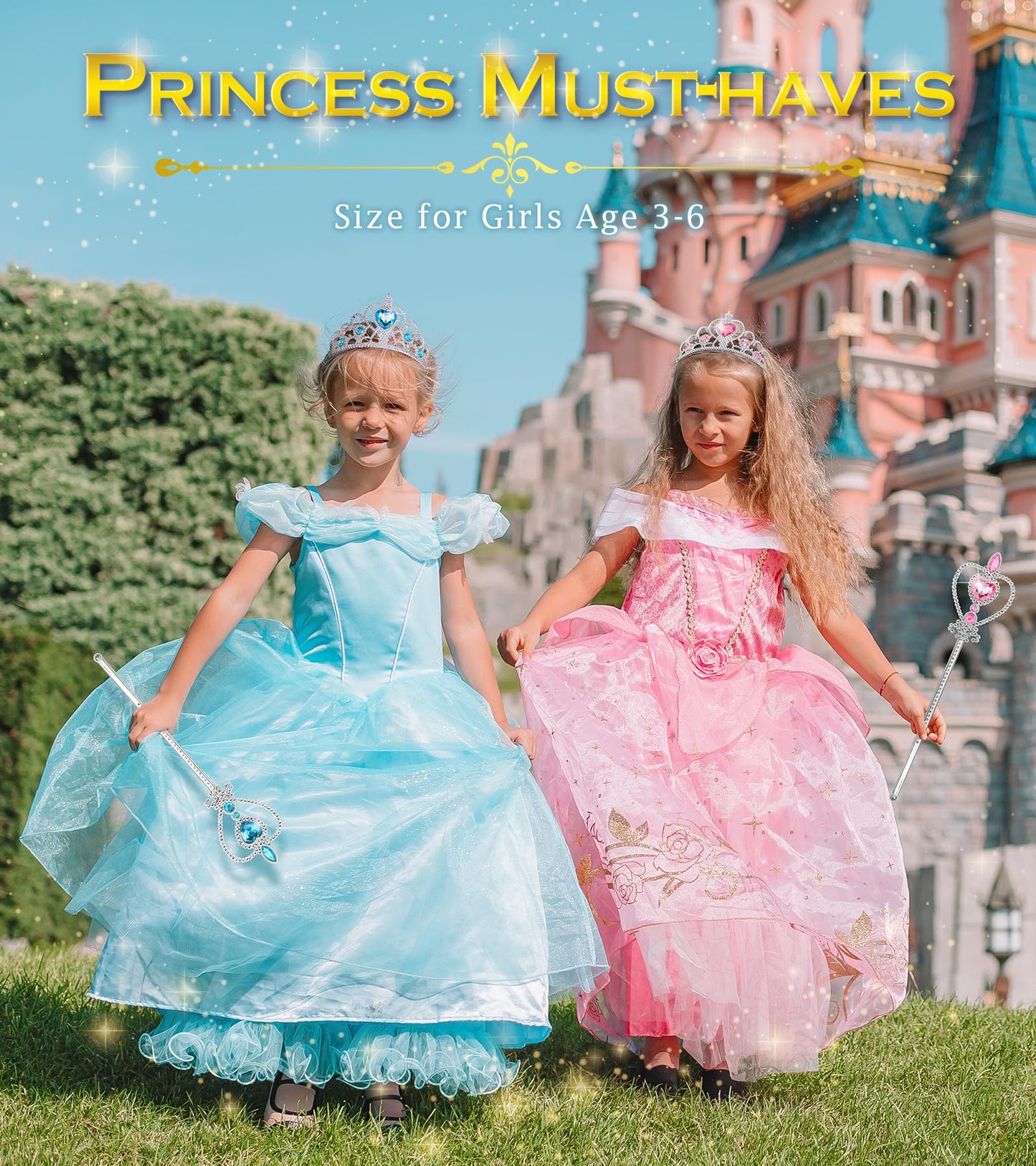 BIBUTY Princess Crown and Wand Dress Up Set for Girls | Ages 3–6
