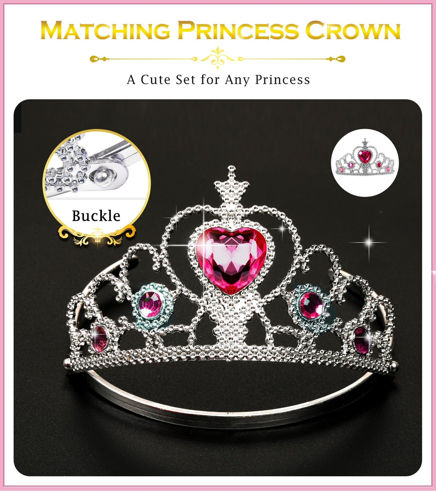 BIBUTY Princess Dress Up Set: Crown Tiara & Wand for Girls 3-6