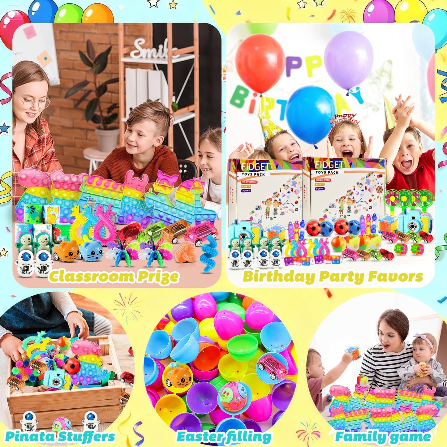 BicMan 2000pcs Bulk Party Favors & Fidget Toys Pack | Classroom Prizes, Party Bags & Gift Giveaways