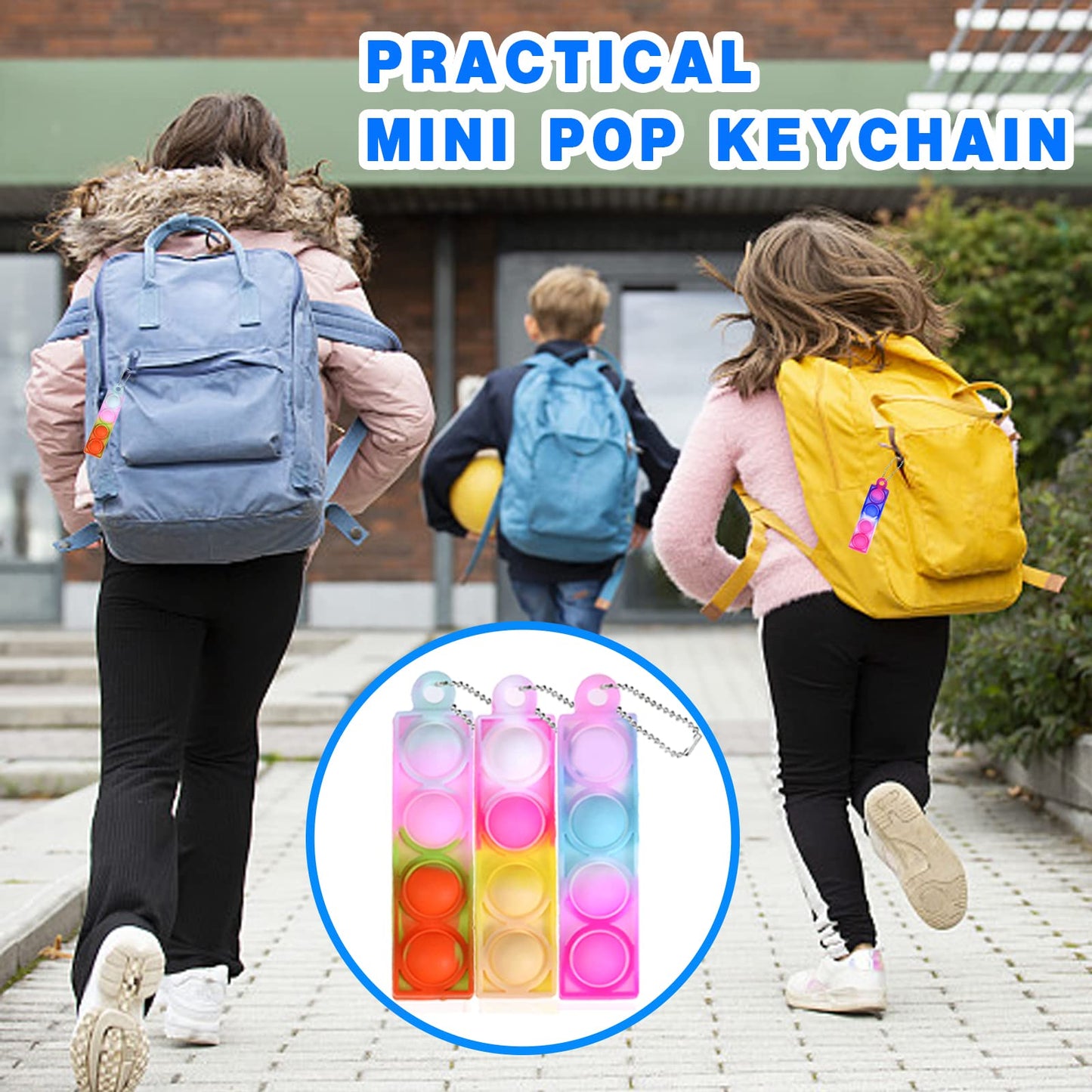 BicMan 75Pcs Valentine's Party Favors – Mini Pop Keychain Sensory Toys for Kids