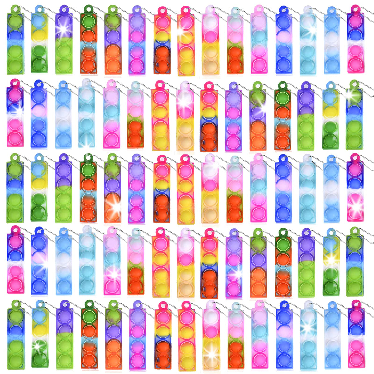BicMan 75Pcs Valentine's Party Favors – Mini Pop Keychain Sensory Toys for Kids