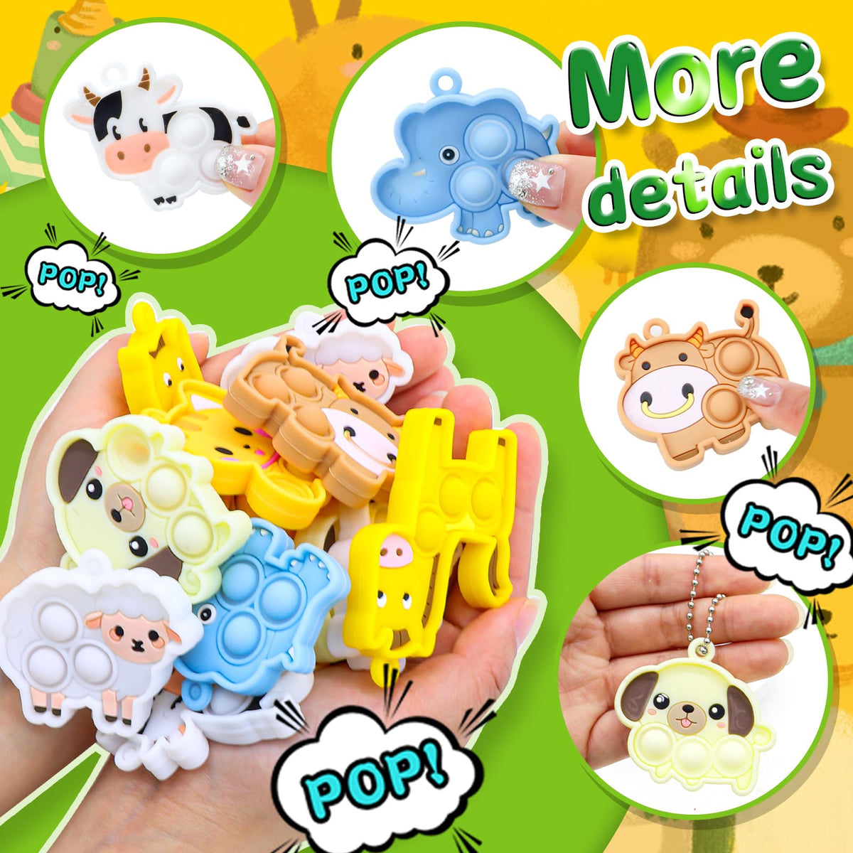 BicMan 30pcs Mini Pop It Keychain Set – Party Favors & Stocking Stuffers