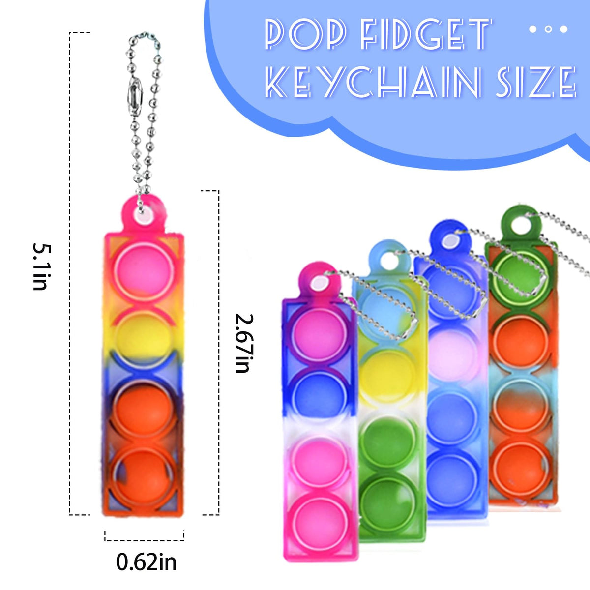 BicMan 75Pcs Valentine's Party Favors – Mini Pop Keychain Sensory Toys for Kids