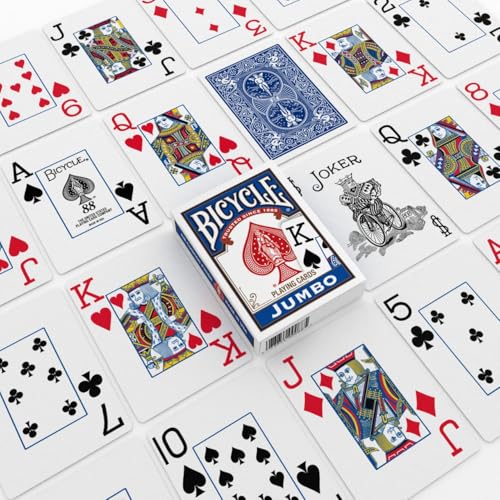 Bicycle Jumbo Index Playing Cards – 2 Pack, Large Print, Poker Size, USA Made