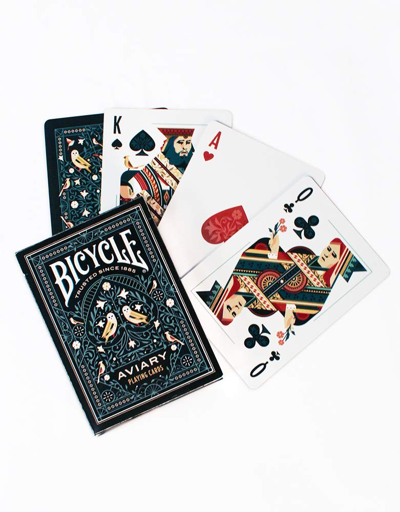 Bicycle Aviary Teal Playing Cards – Custom Bird Illustration Deck