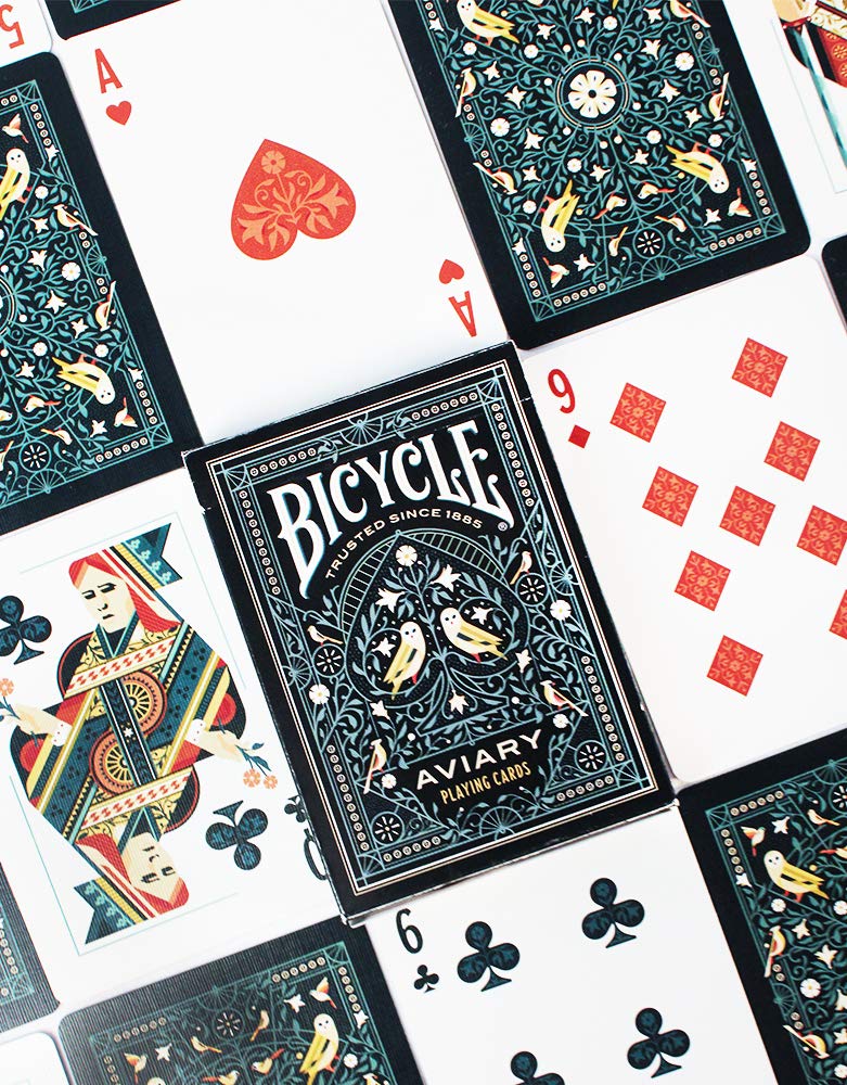 Bicycle Aviary Teal Playing Cards – Custom Bird Illustration Deck