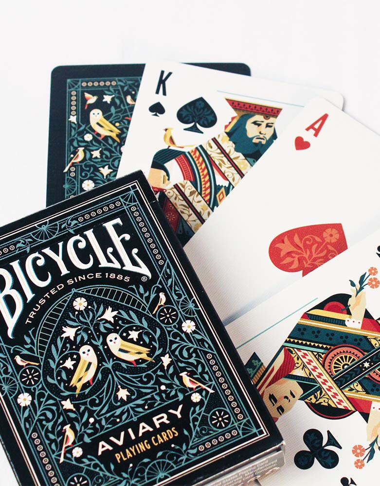 Bicycle Aviary Teal Playing Cards – Custom Bird Illustration Deck