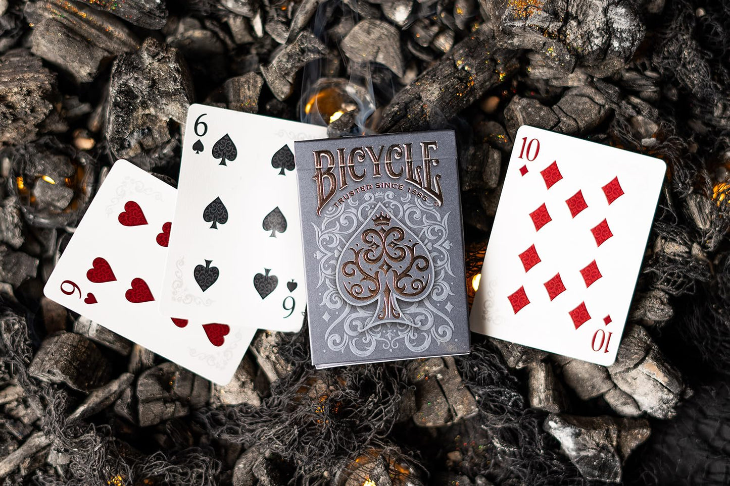 Bicycle Cinder Premium Playing Cards – Silver Smoke Foil, 1 Deck