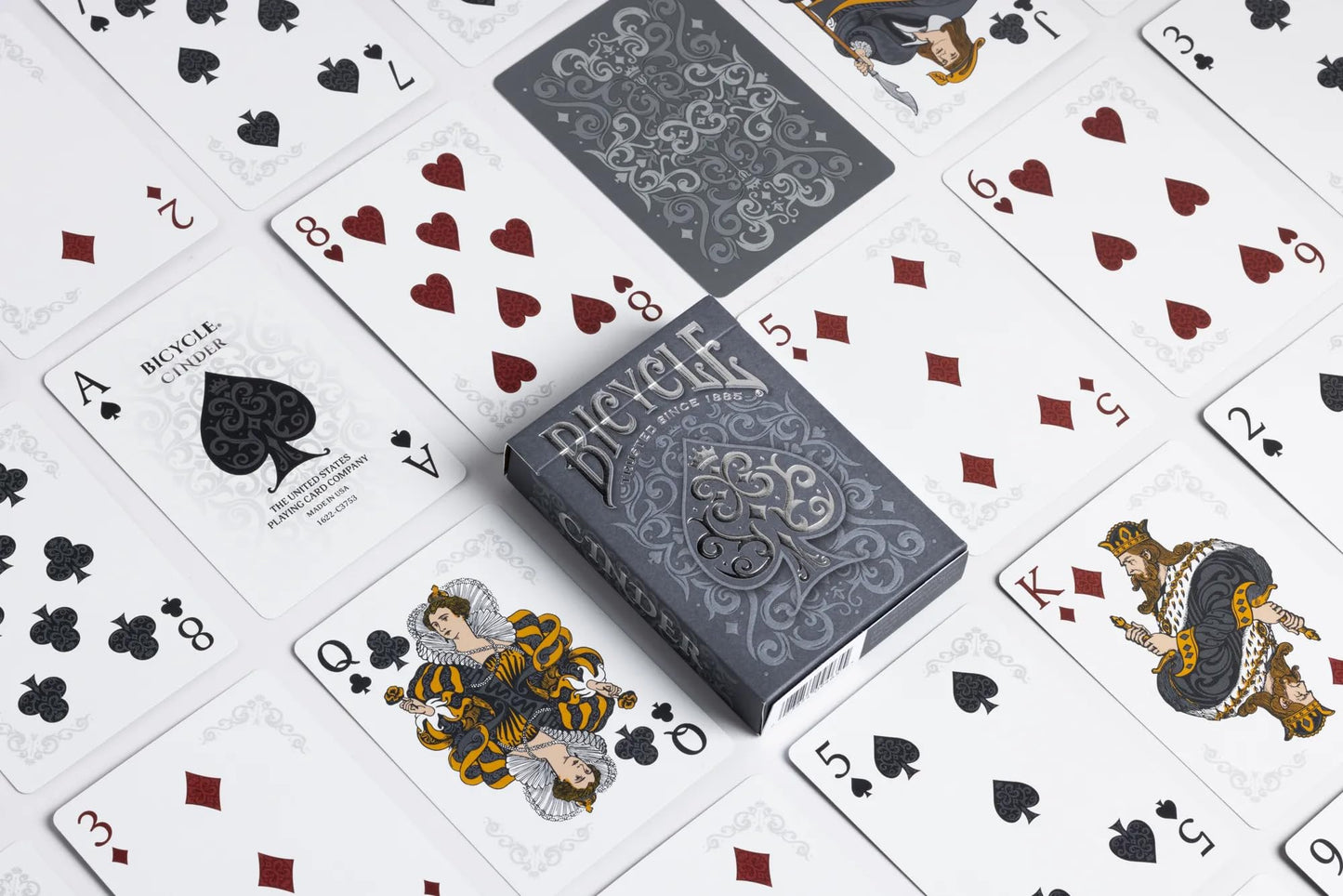 Bicycle Cinder Premium Playing Cards – Silver Smoke Foil, 1 Deck