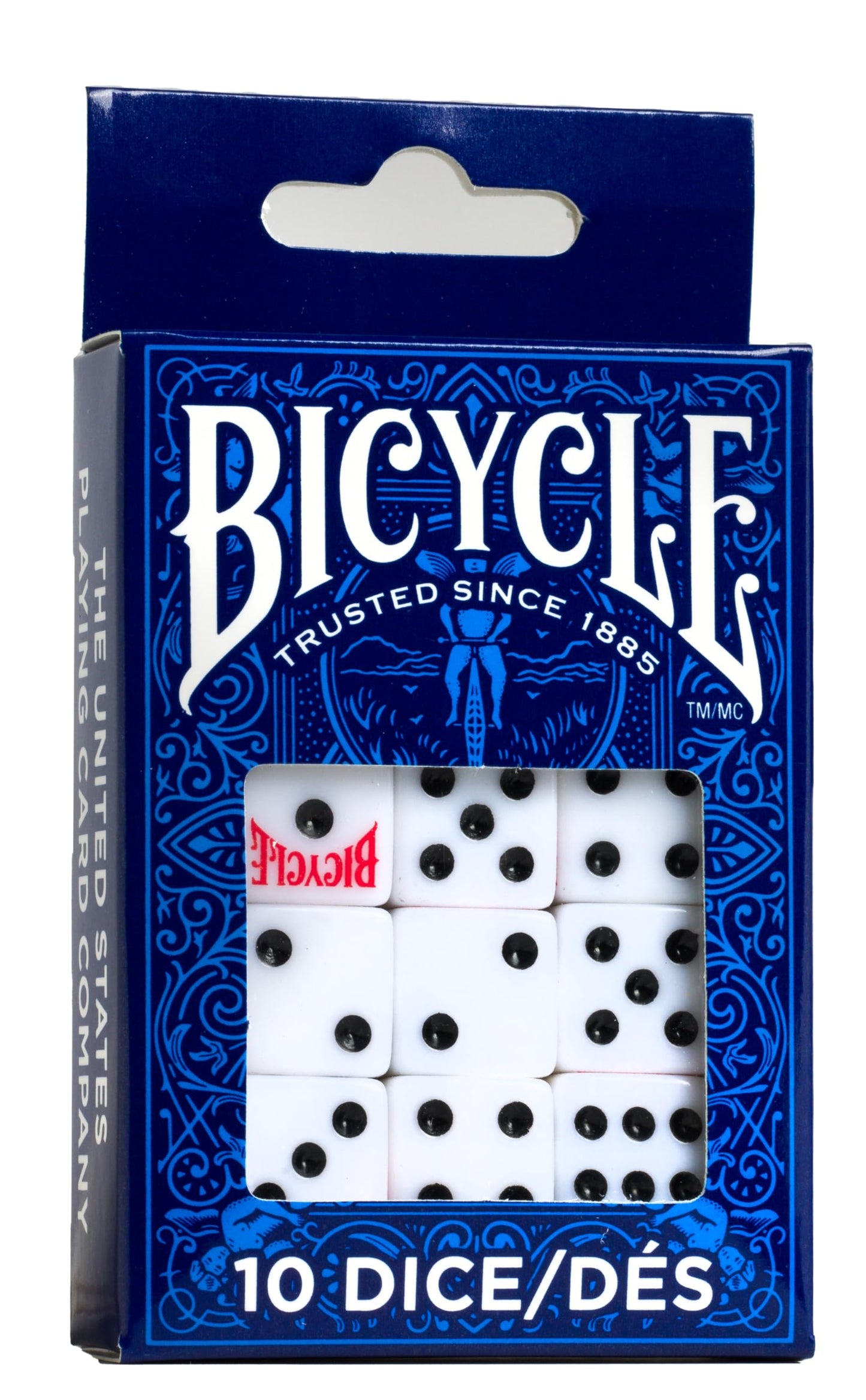 Bicycle Dice Set – 10 White & Black D6 Dice, 16mm, Balanced for Games & Learning