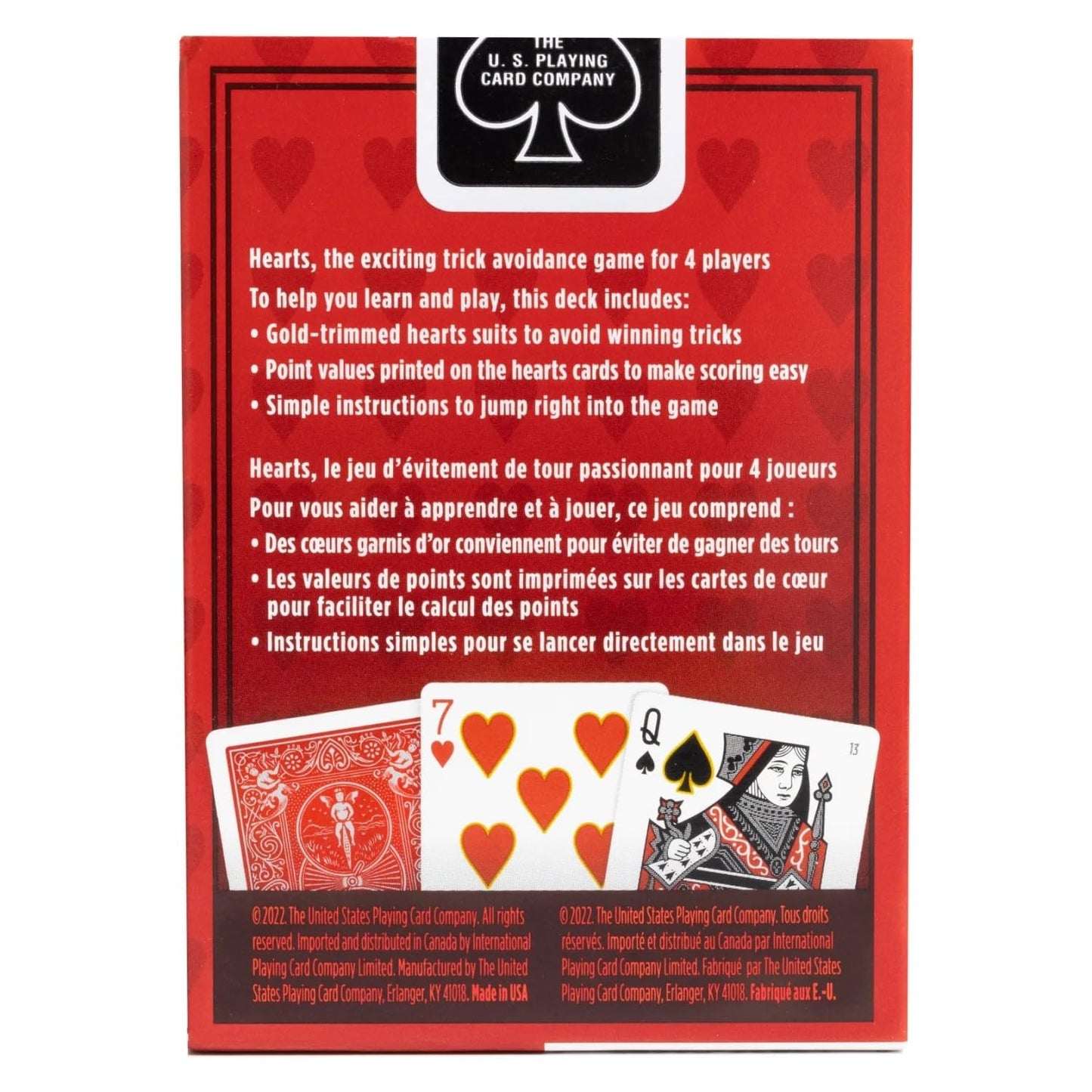 Bicycle Hearts Playing Cards – Highlighted Cards, Hearts Rules, Delorean Back Design (Poker Size)