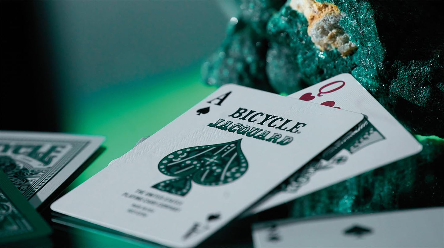 Bicycle Jacquard Premium Playing Cards – Emerald Green & Silver, 1 Deck