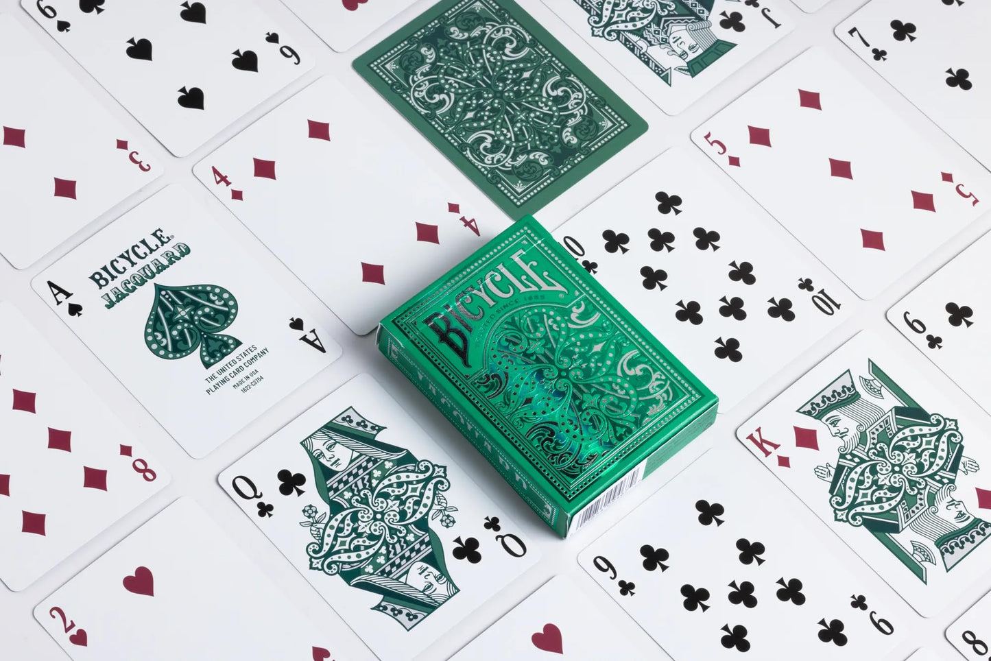 Bicycle Jacquard Premium Playing Cards – Emerald Green & Silver, 1 Deck