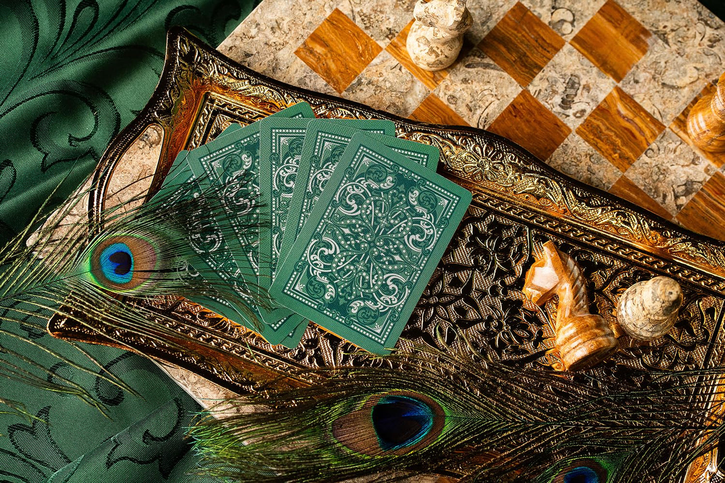 Bicycle Jacquard Premium Playing Cards – Emerald Green & Silver, 1 Deck