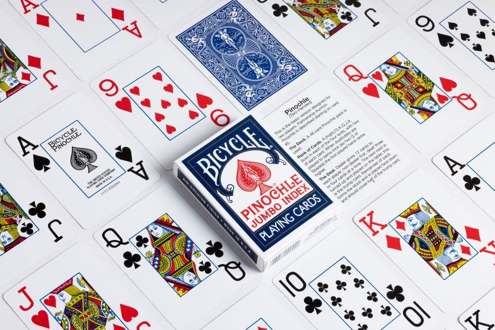 Bicycle Jumbo Pinochle Playing Cards – Large-Print, Easy-to-Read Numbers & Suits Deck
