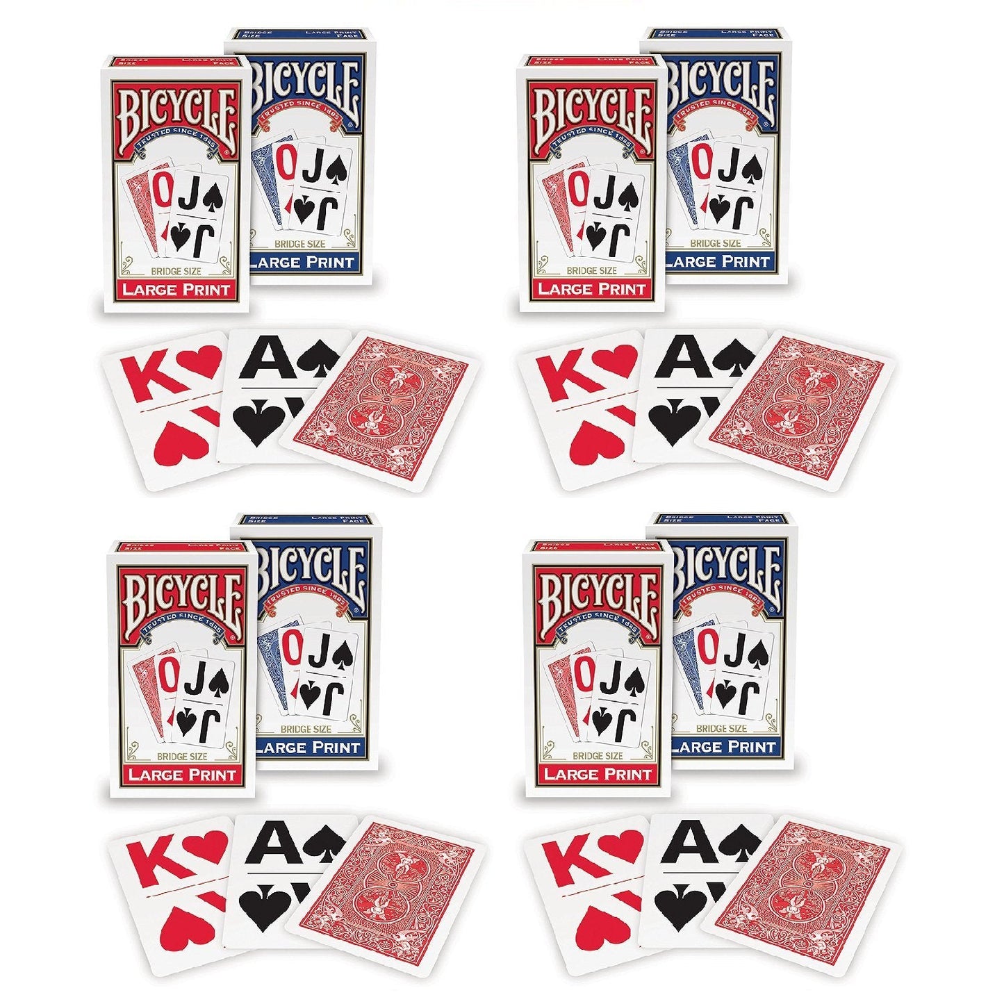 Bicycle Large Print Bridge Size Playing Cards – 4-Pack